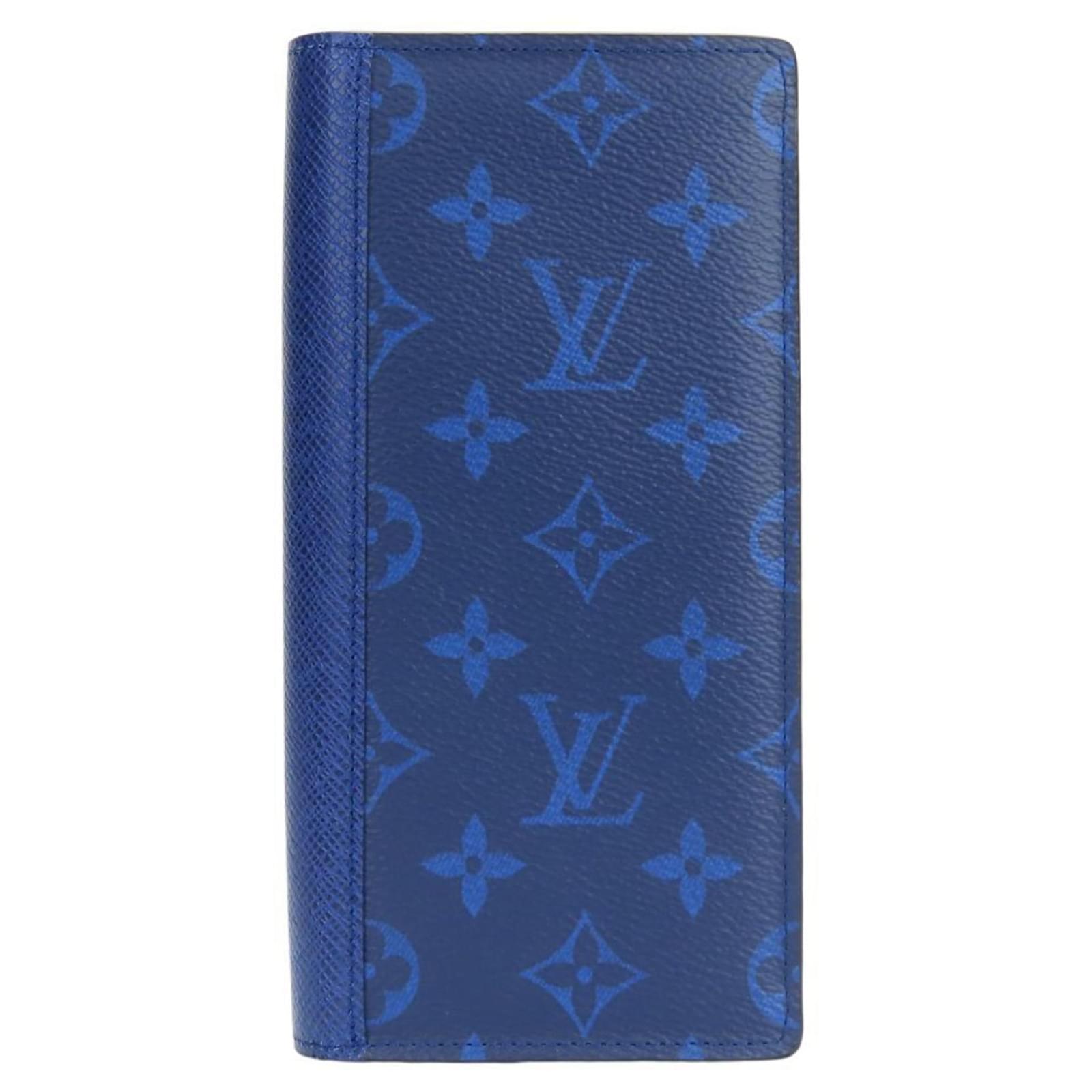 Louis Vuitton Long Wallet Portefeuille Brazza Blue Leather Patent leather  ref.2296206