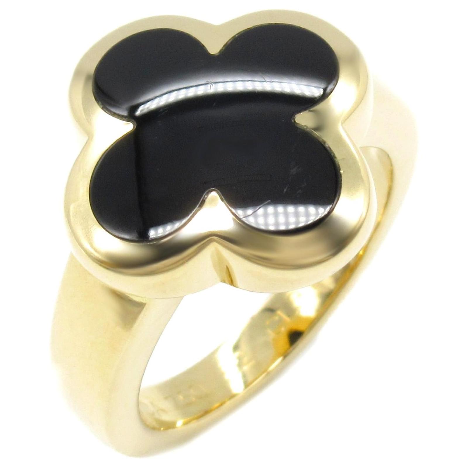 Van Cleef & Arpels Onyx K18 Yellow Gold Pure Alhambra Ring Black Metal  ref.2304183