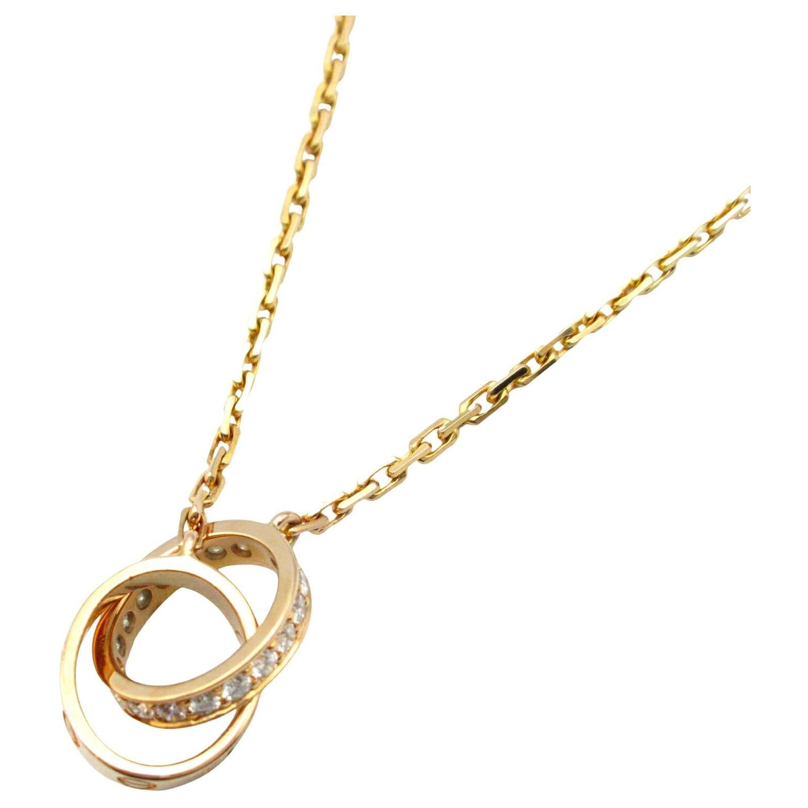 Cartier Diamond K18PG Pink Gold Necklace White Metal  ref.2304171