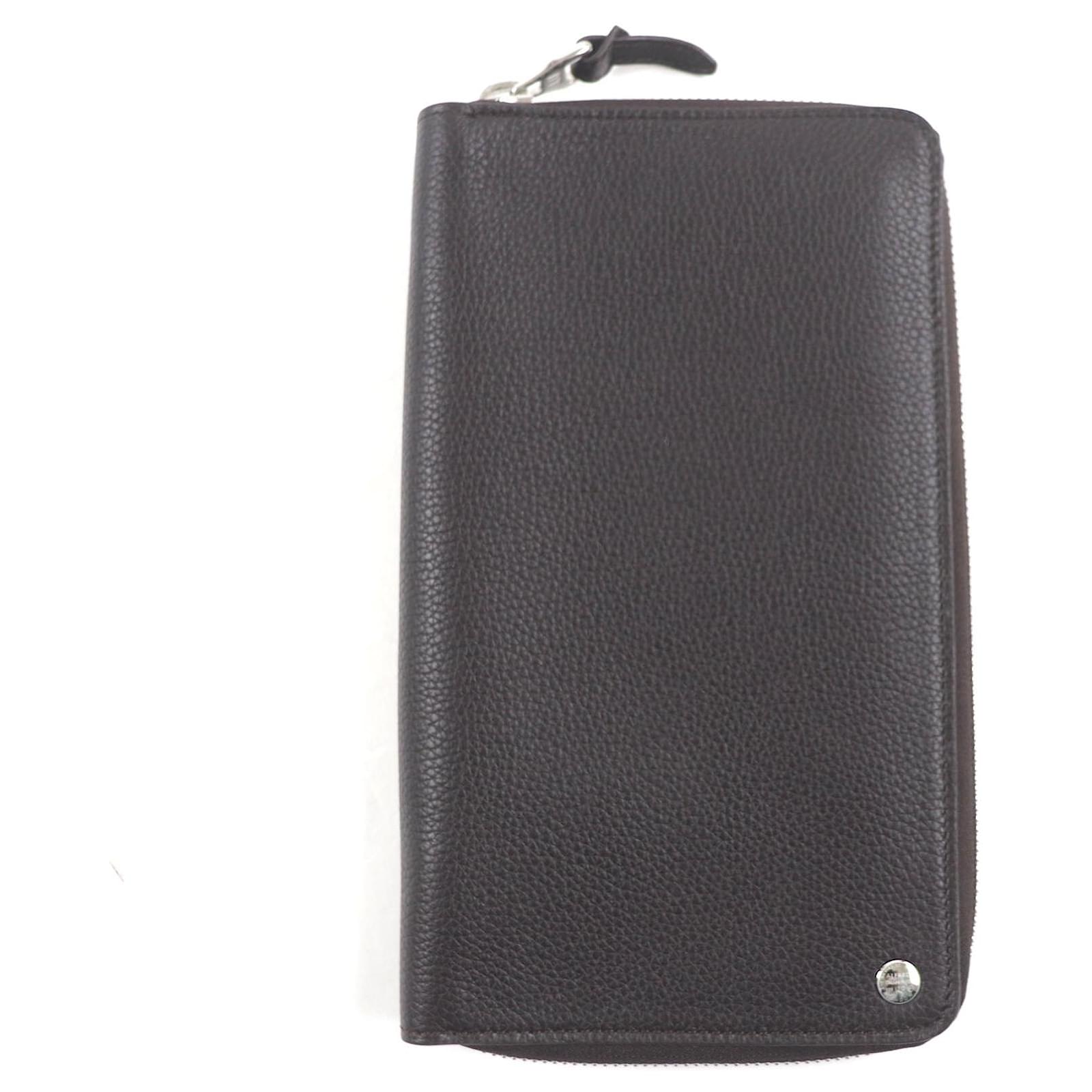 Alfred Dunhill Dunhill Grain Leather Boston Logo Zip Wallet Brown  ref.2295906