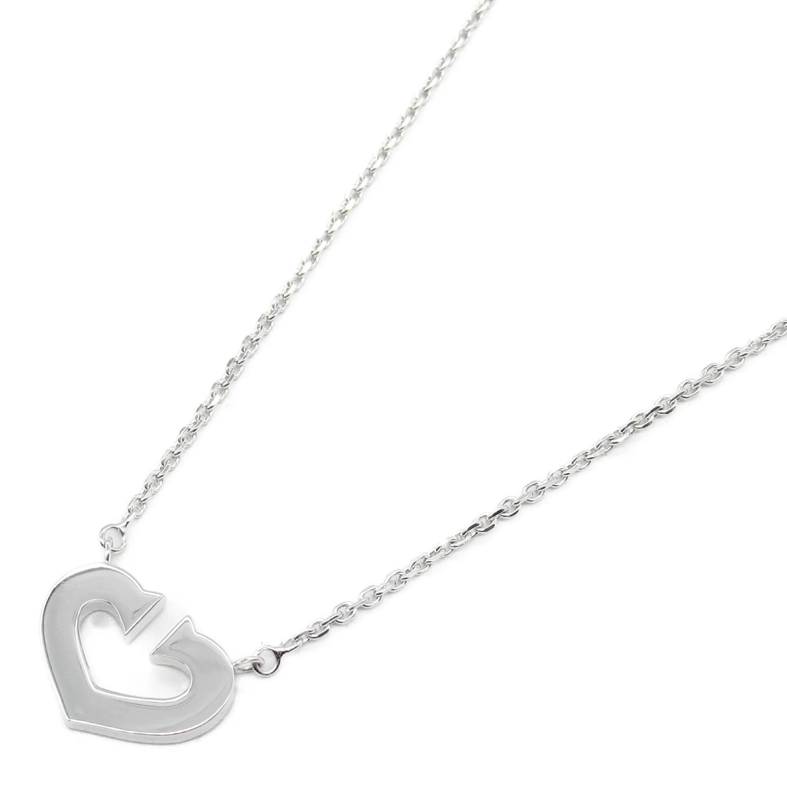 Cartier C Heart Necklace in 18K White Gold Silvery  ref.2321732