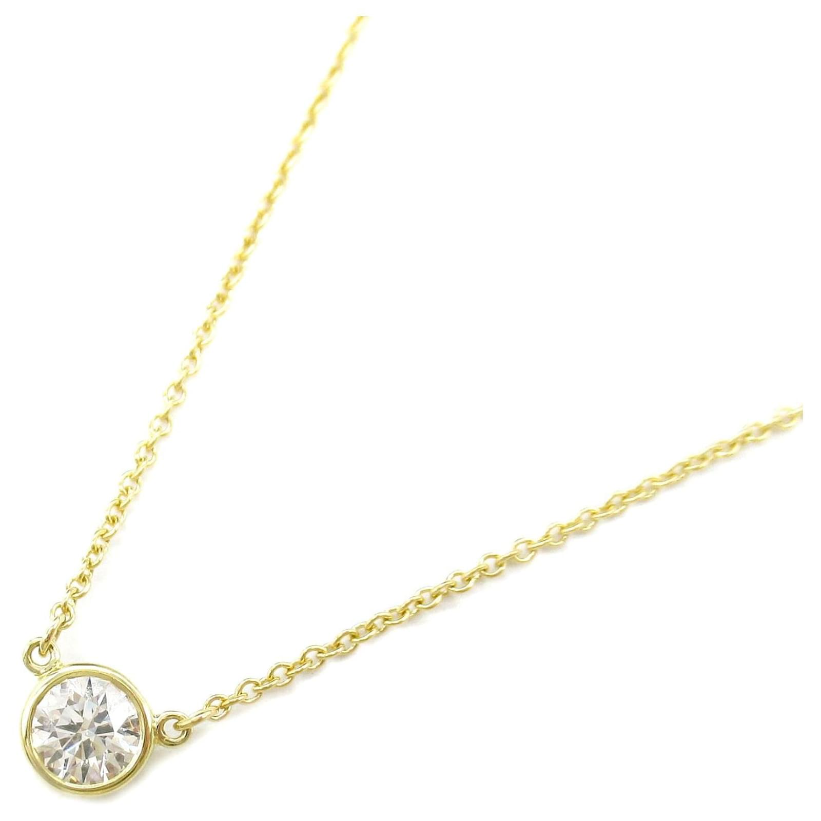 Tiffany & Co K18 Yellow Gold Diamond Necklace Golden Metallic Metal  ref.2295910