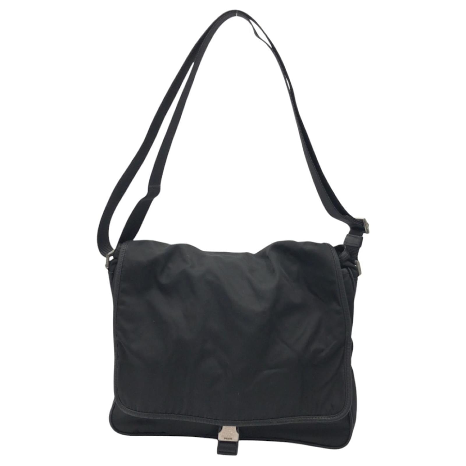 Prada Tessuto Triangle Logo Black Nylon Shoulder Bag  ref.2186336