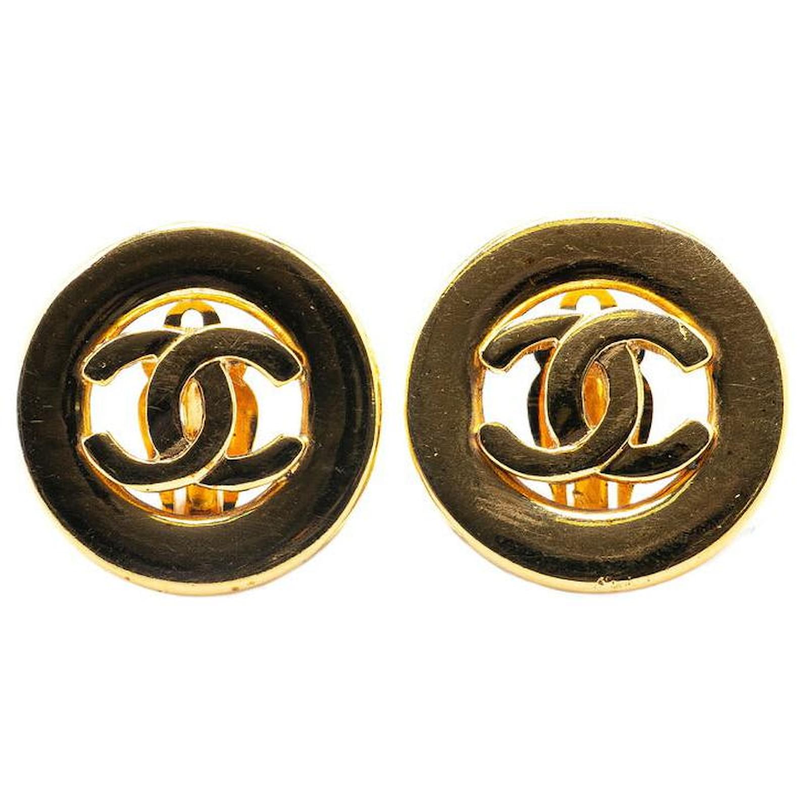 Chanel Gold Plated Coco Mark Earrings Golden Metal Gold-plated  ref.2321491