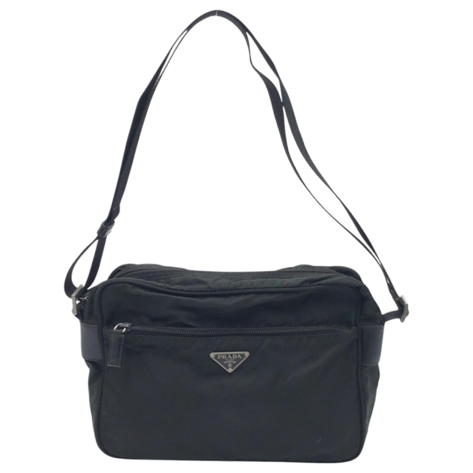 Prada Tessuto Triangle Logo Black Nylon Shoulder Bag  ref.2186302