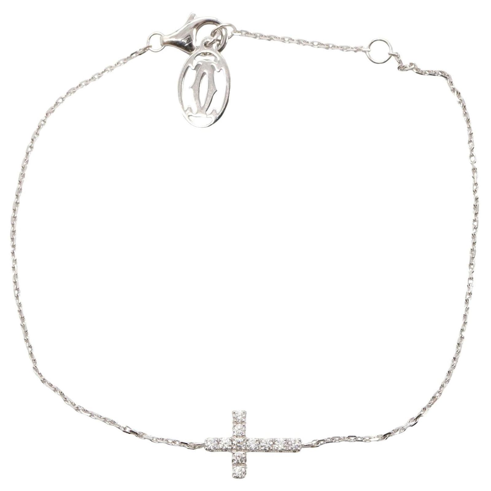 Cartier Diamond K18WG Symbol Cross Bracelet White Metal  ref.2303962