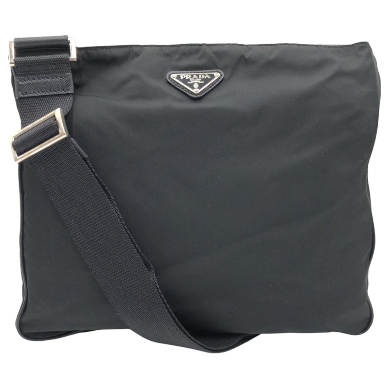 Prada Tessuto Triangle Logo Black Nylon Shoulder Bag Pochette  ref.2047503