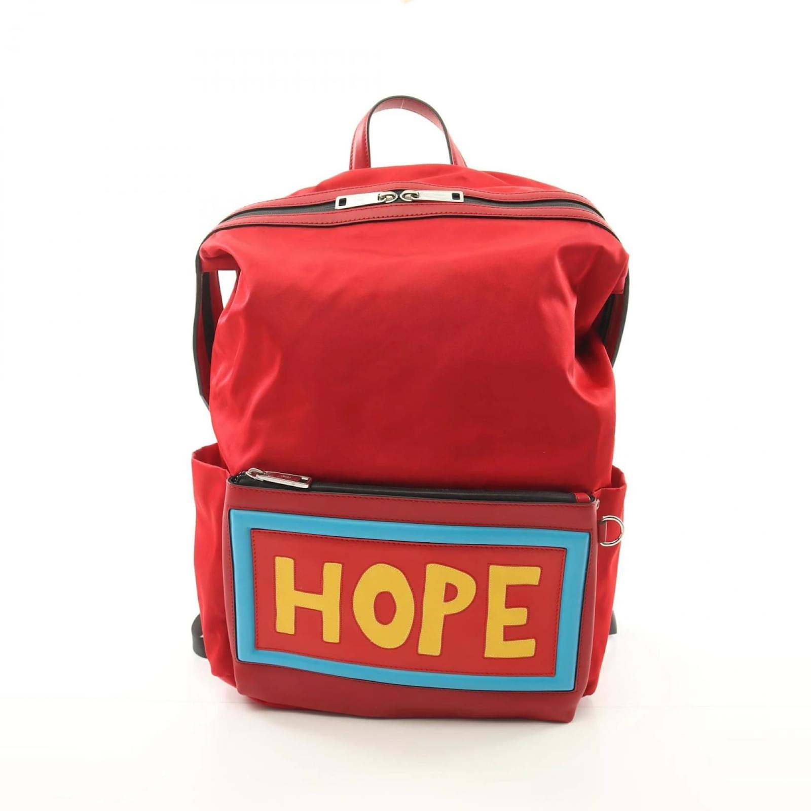 Fendi Vocabulary HOPE Backpack Red Multiple colors Leather Nylon  ref.2293276
