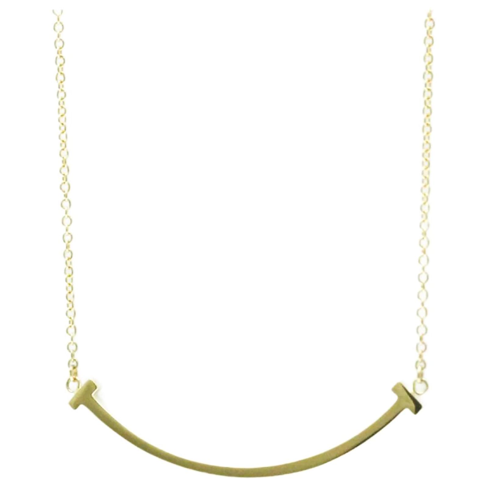 Tiffany & Co Tiffany T Smile Pendant Necklace Golden Yellow gold  ref.2321222