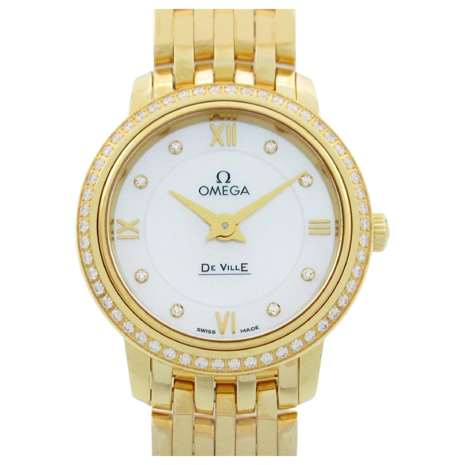 OMEGA De Ville Prestige Diamond Bezel Watch White Yellow  ref.2321153