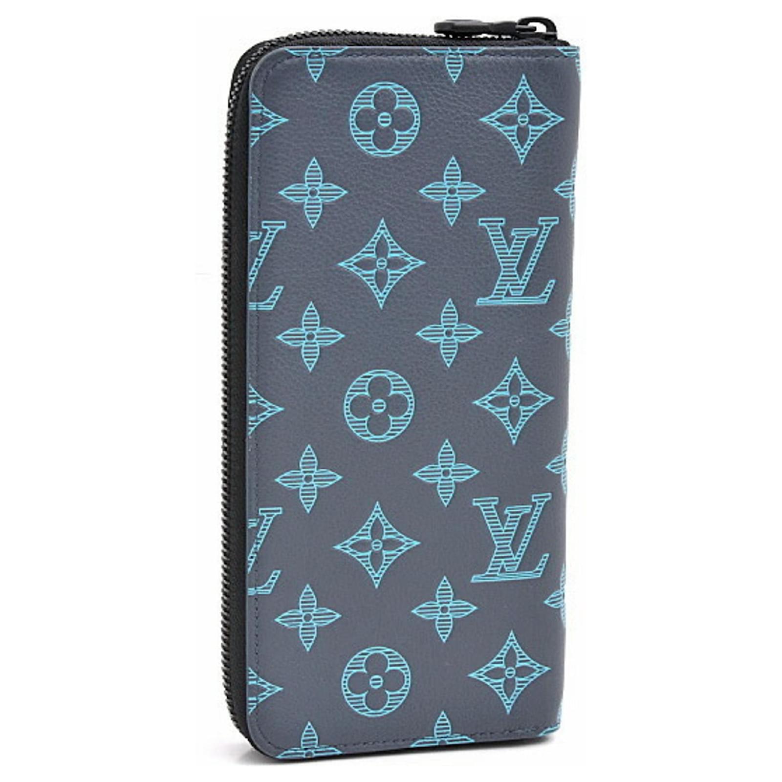 Louis Vuitton Monogram Shadow Long Wallet Blue Navy blue Cloth  ref.2292771