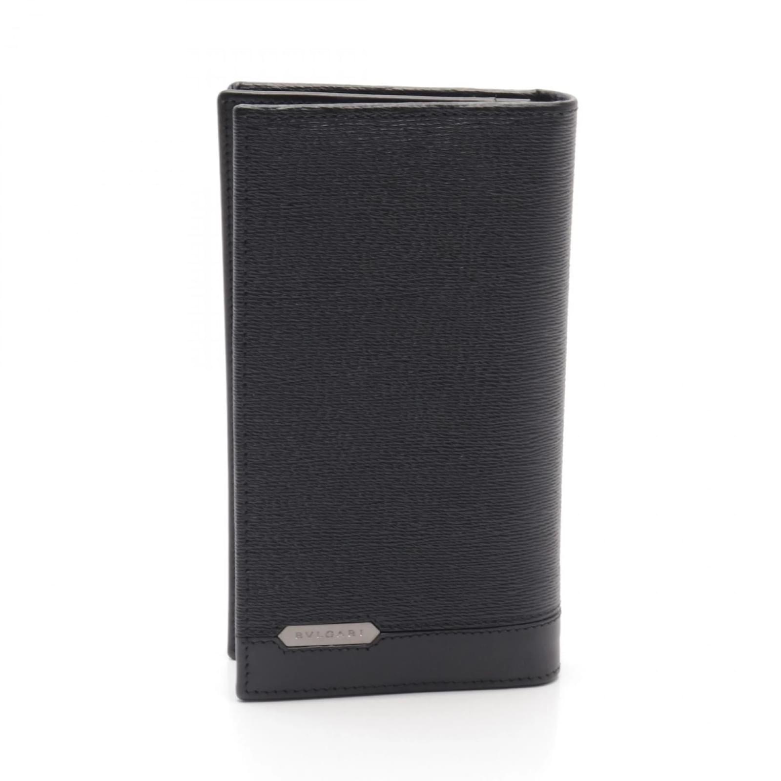 Bulgari Bvlgari Serpenti Scaglie Bi-fold Long Wallet Black Leather  ref.2286862