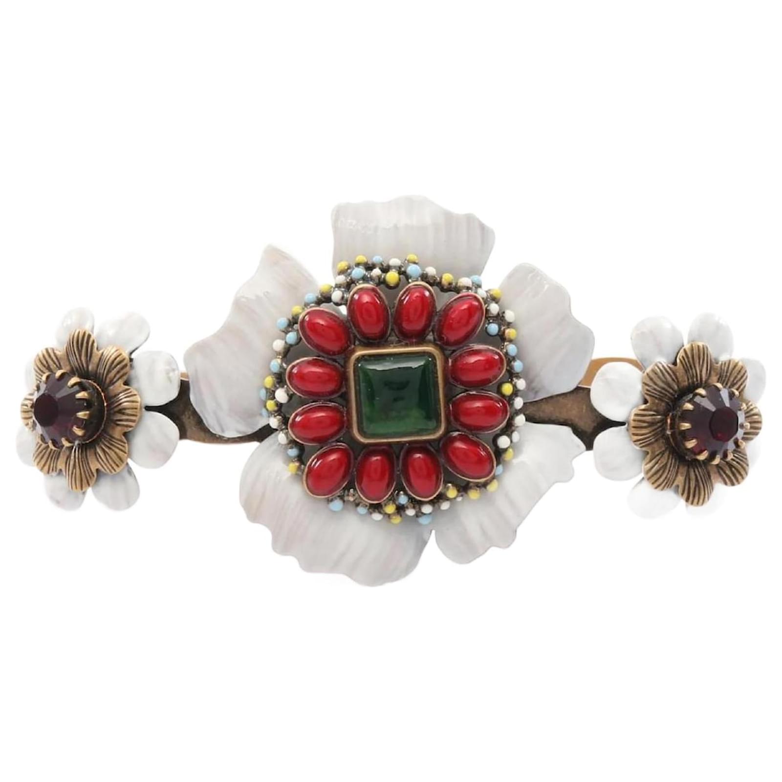 GUCCI Flower Motif Palm Cuff Bangle Multiple colors Golden Gold-plated  ref.2320353