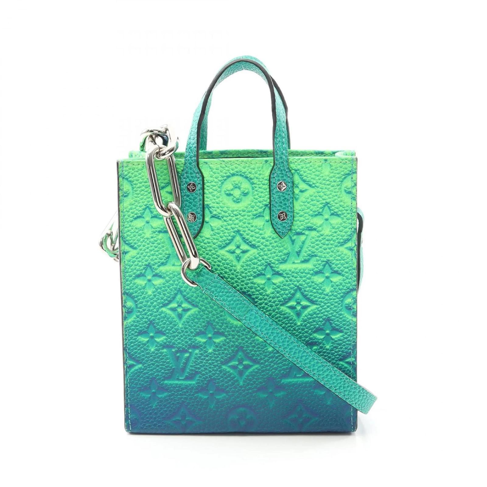 Louis Vuitton Sac Plat XS Taurillon Illusion Handbag Blue Green Leather  ref.2278817