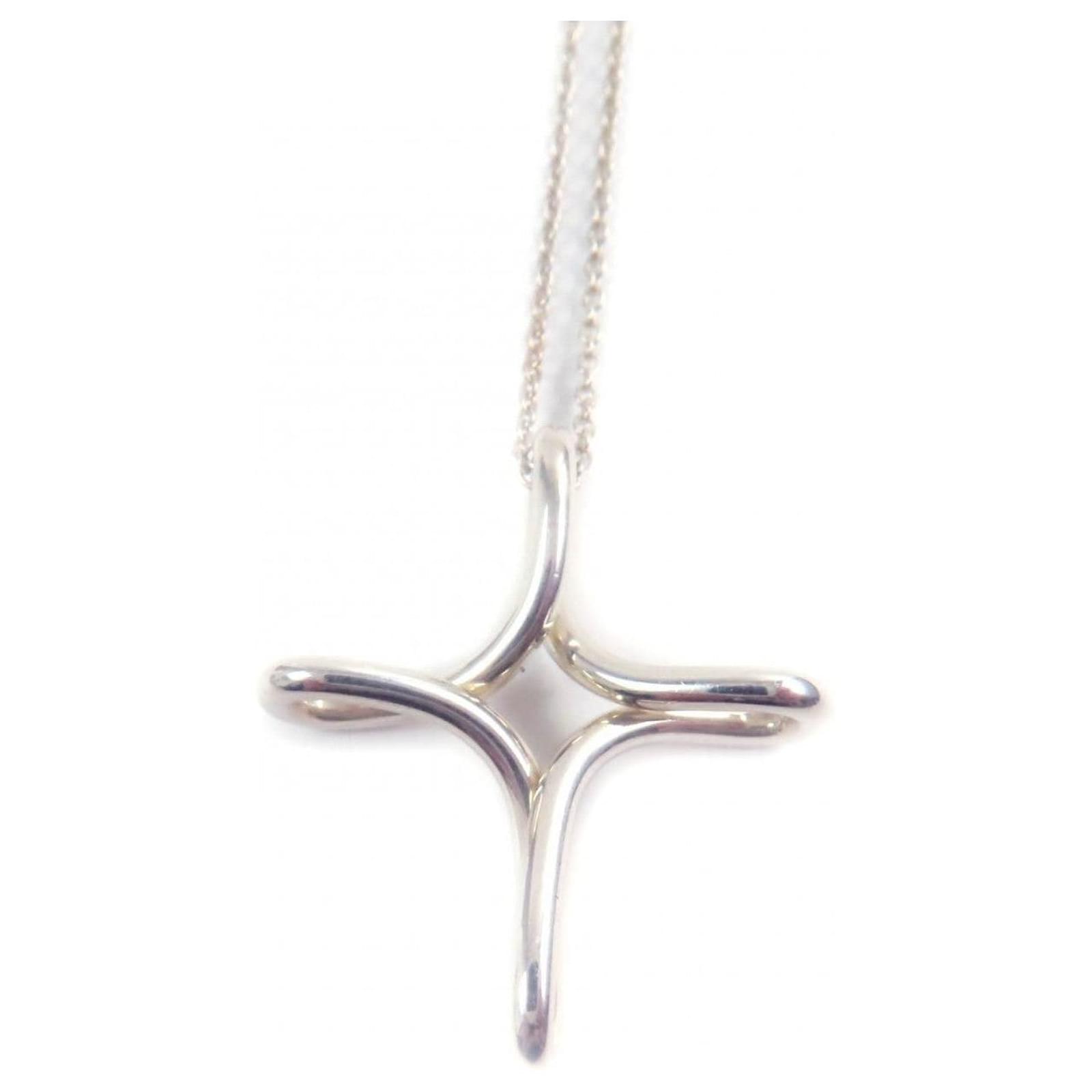 Tiffany & Co Infinity Cross Necklace SV925 Silvery Metal  ref.2320289