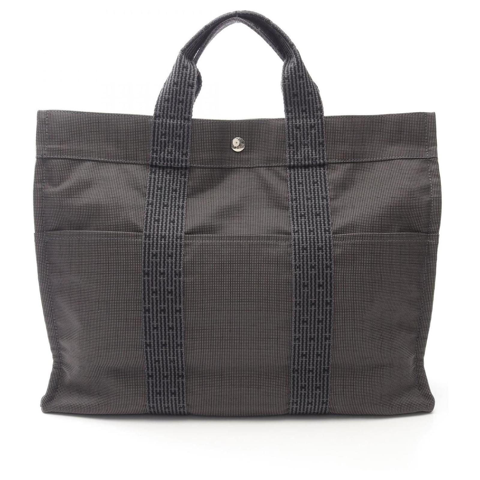 Hermès Hermes Herline MM Nylon Canvas Tote Bag Grey Cloth  ref.2278531