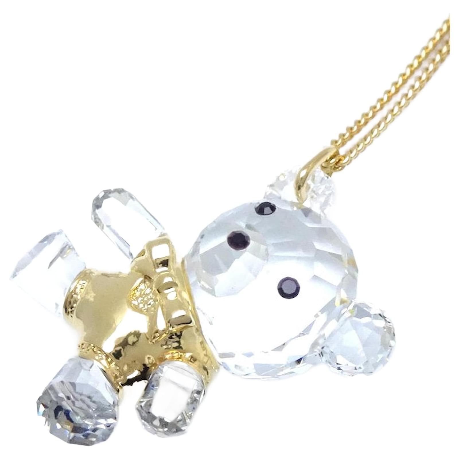 Swarovski Crystal Bear Necklace Gold Plated Golden Metal  ref.2320270