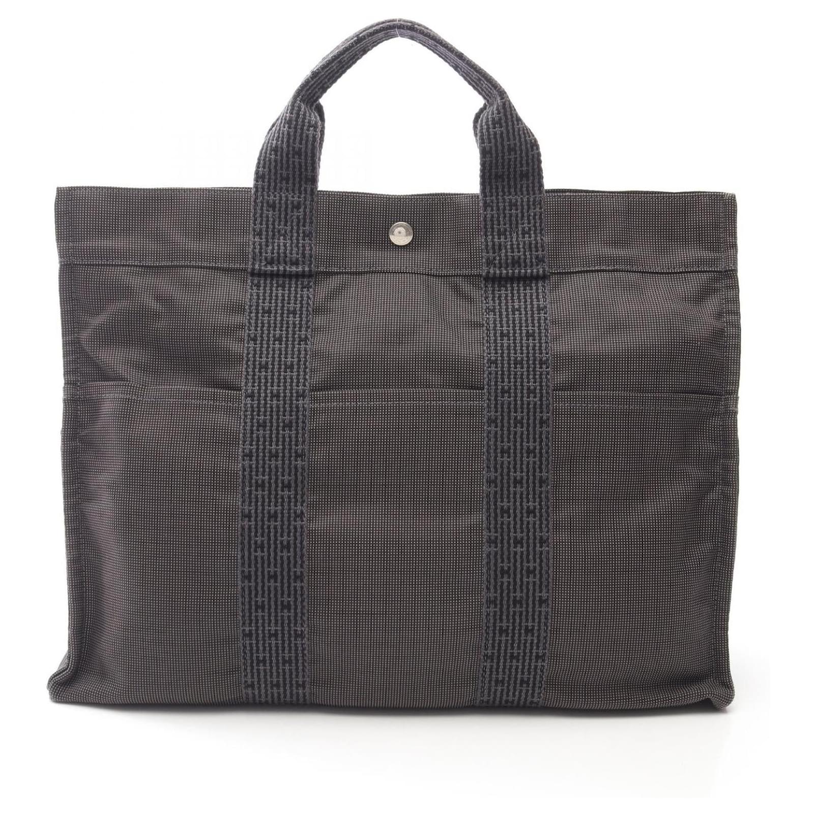 Hermès Hermes Herline MM Nylon Canvas Tote Bag Grey Cloth  ref.2278435