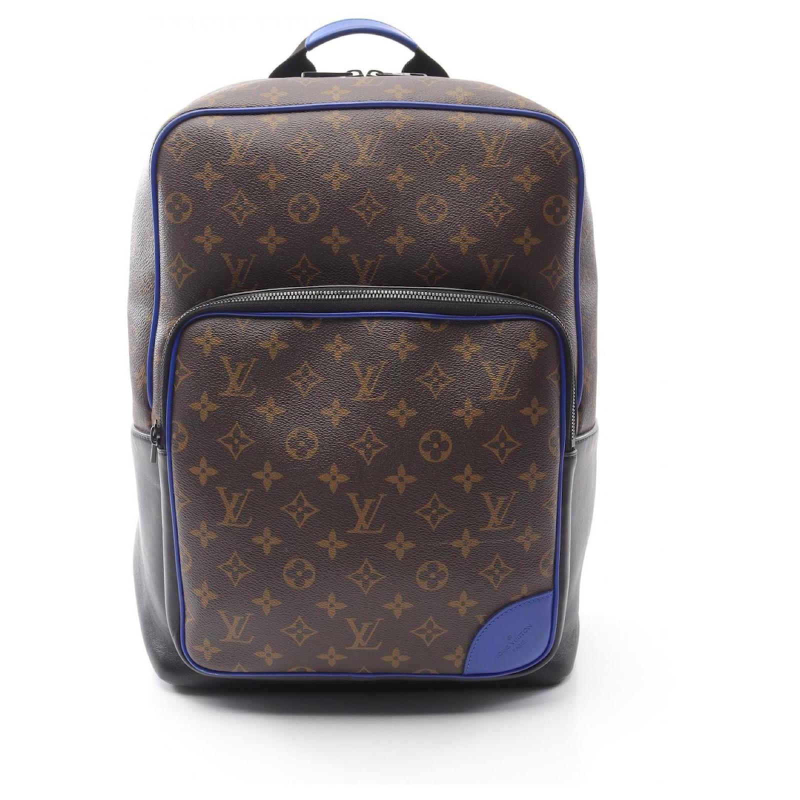 Louis Vuitton Dean Backpack Brown Blue Monogram Leather Patent leather Cloth Plastic  ref.2278135