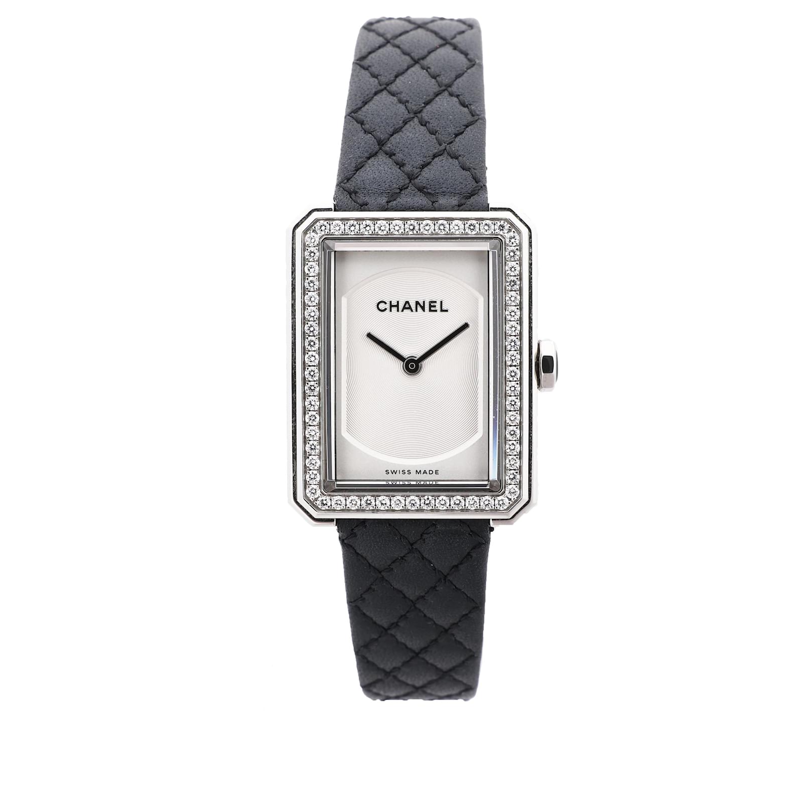 Chanel Boyfriend H6955 KTF95332 SS & Leather QZ Silver-Face Watch Black Steel  ref.2319668