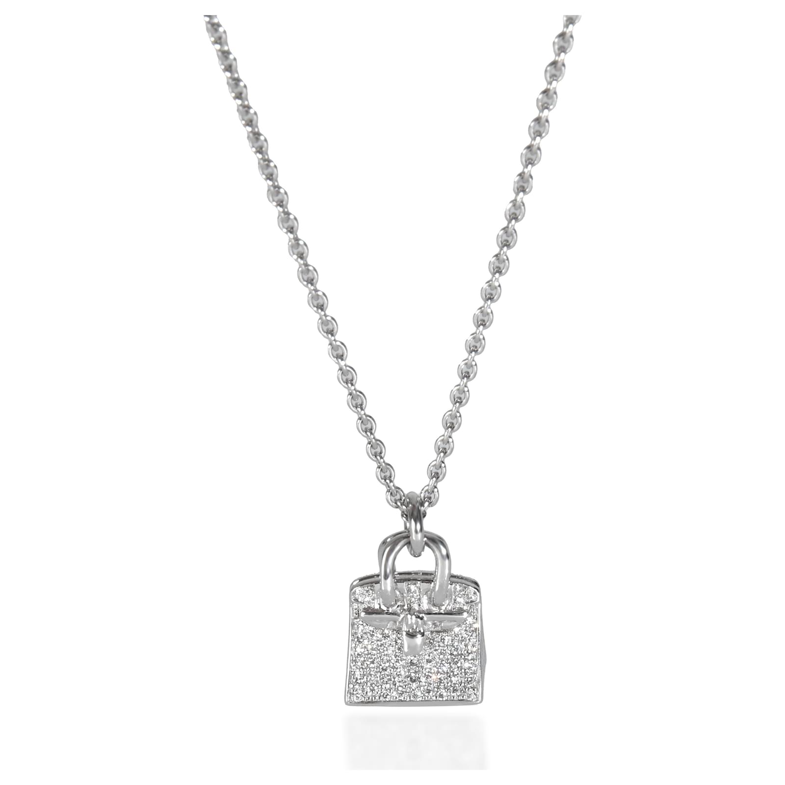 Hermès White Gold Diamond Birkin Amulette Pendant  ref.2319527