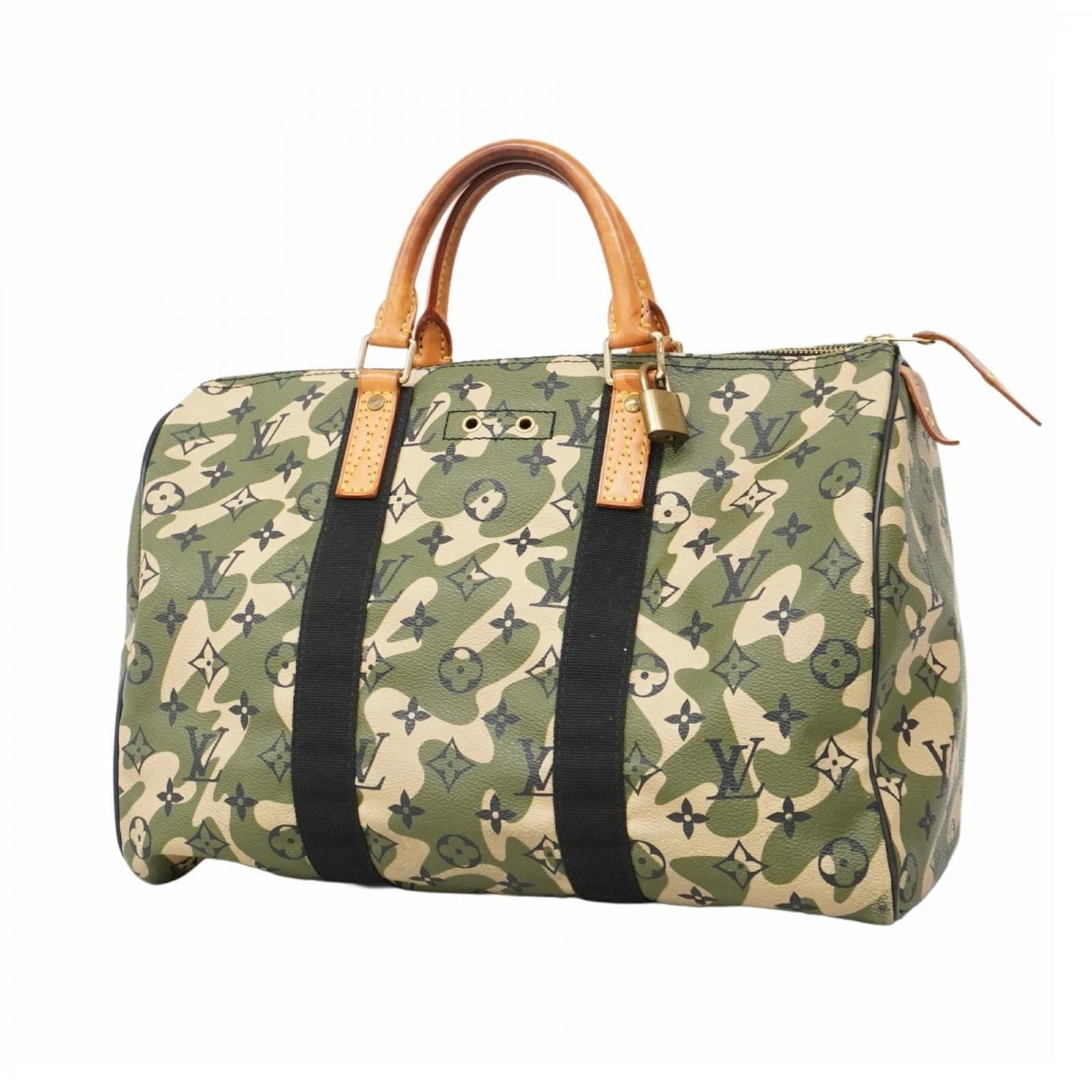 Louis Vuitton Monogrammed Speedy 35 Handbag Black Beige Khaki  ref.2274974