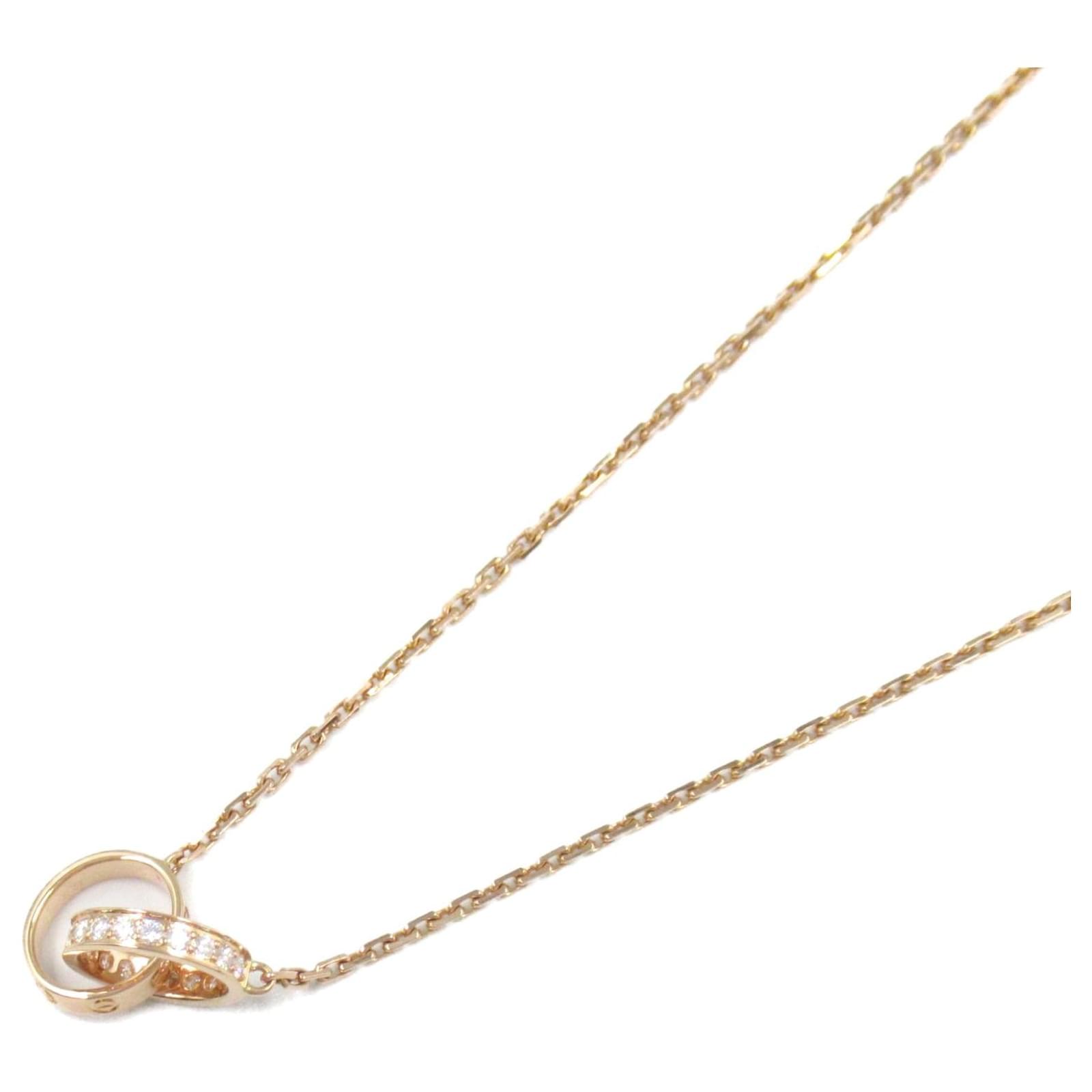 Cartier Diamond K18PG Pink Gold Necklace White Metal  ref.2308275