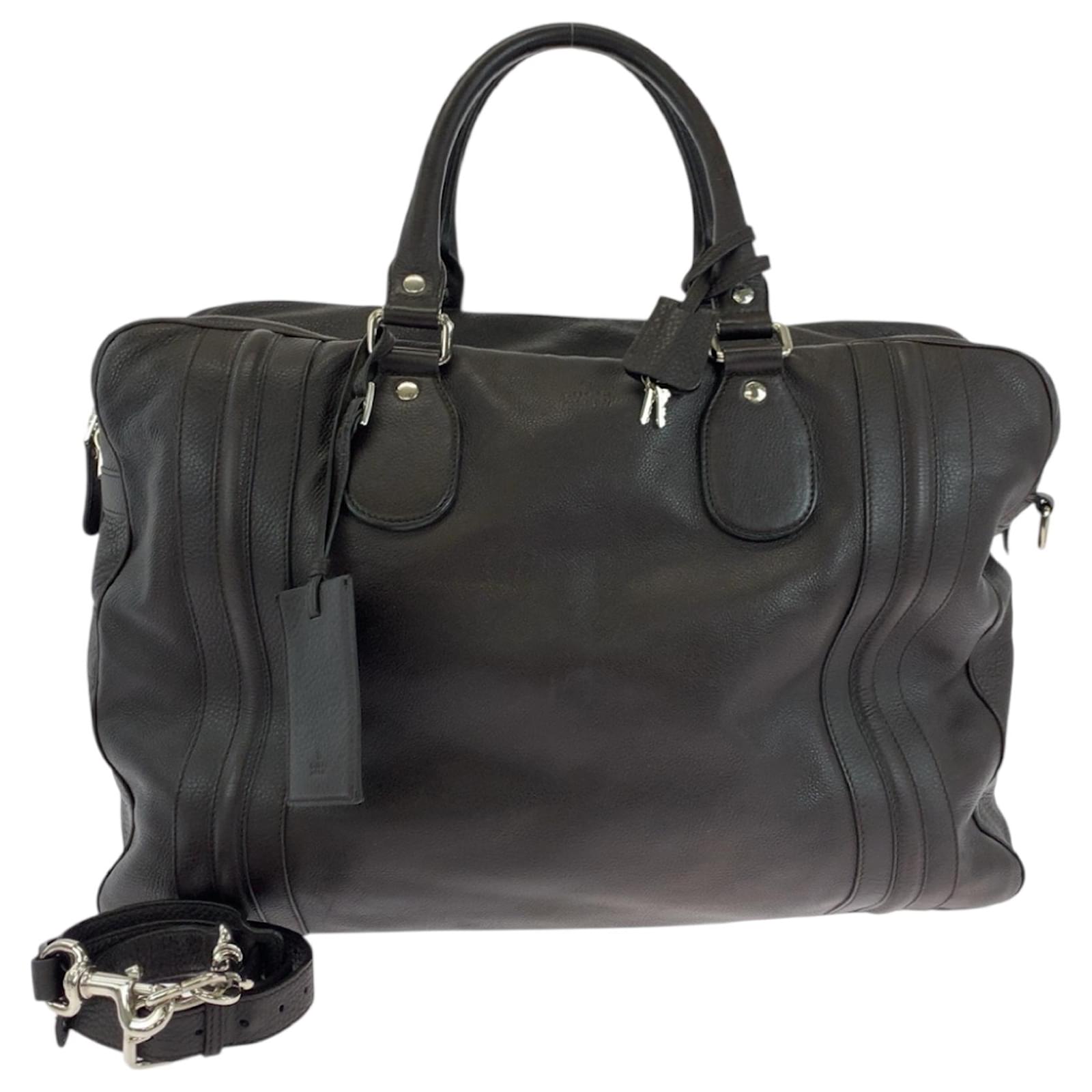 GUCCI Dark Brown Leather Boston Bag  ref.2273622