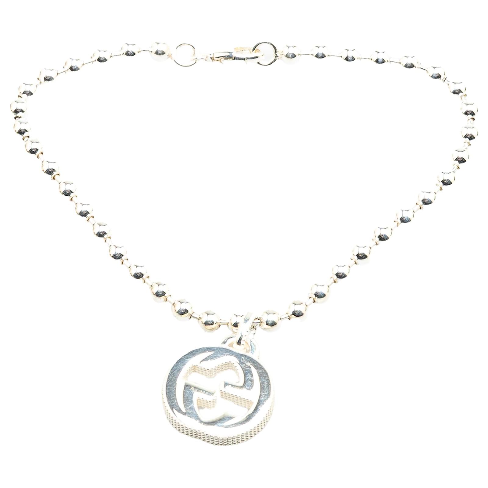 Gucci Silver Sterling Silver Interlocking G Charm Bracelet Silvery Metal  ref.2313003
