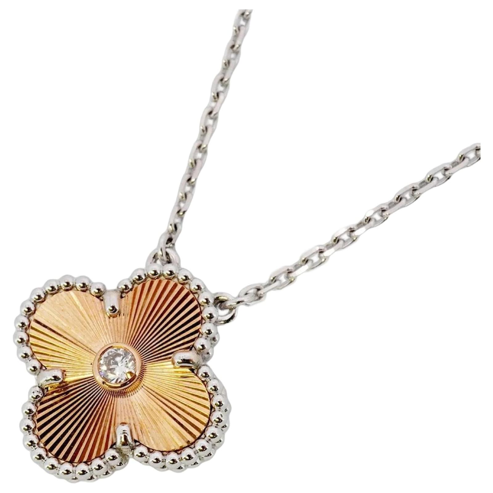Van Cleef & Arpels Alhambra Guilloche Necklace White gold Pink gold  ref.2312789