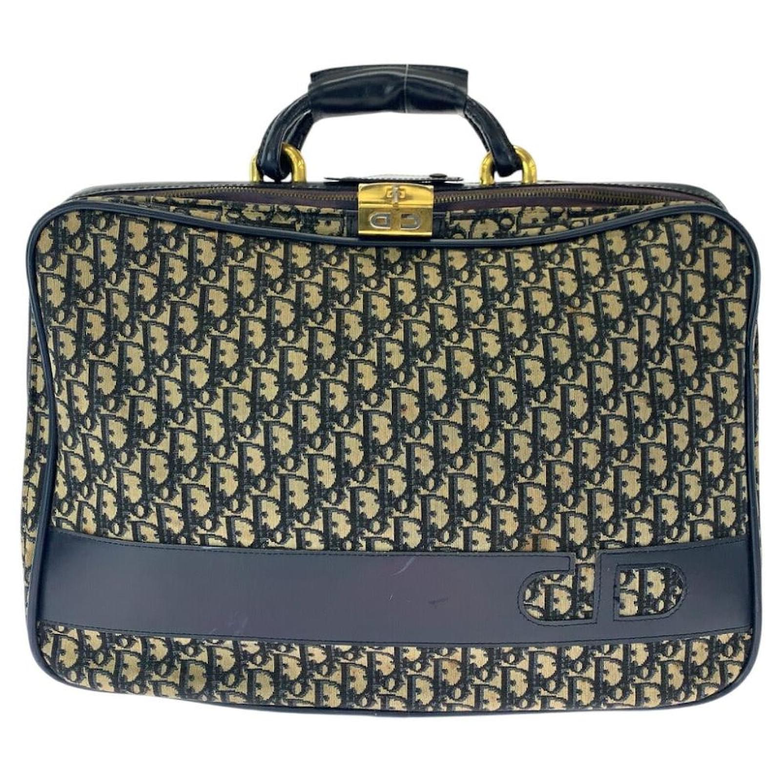 Christian Dior Dior Trotter Canvas CD Logo Handbag Blue Cloth  ref.2266359