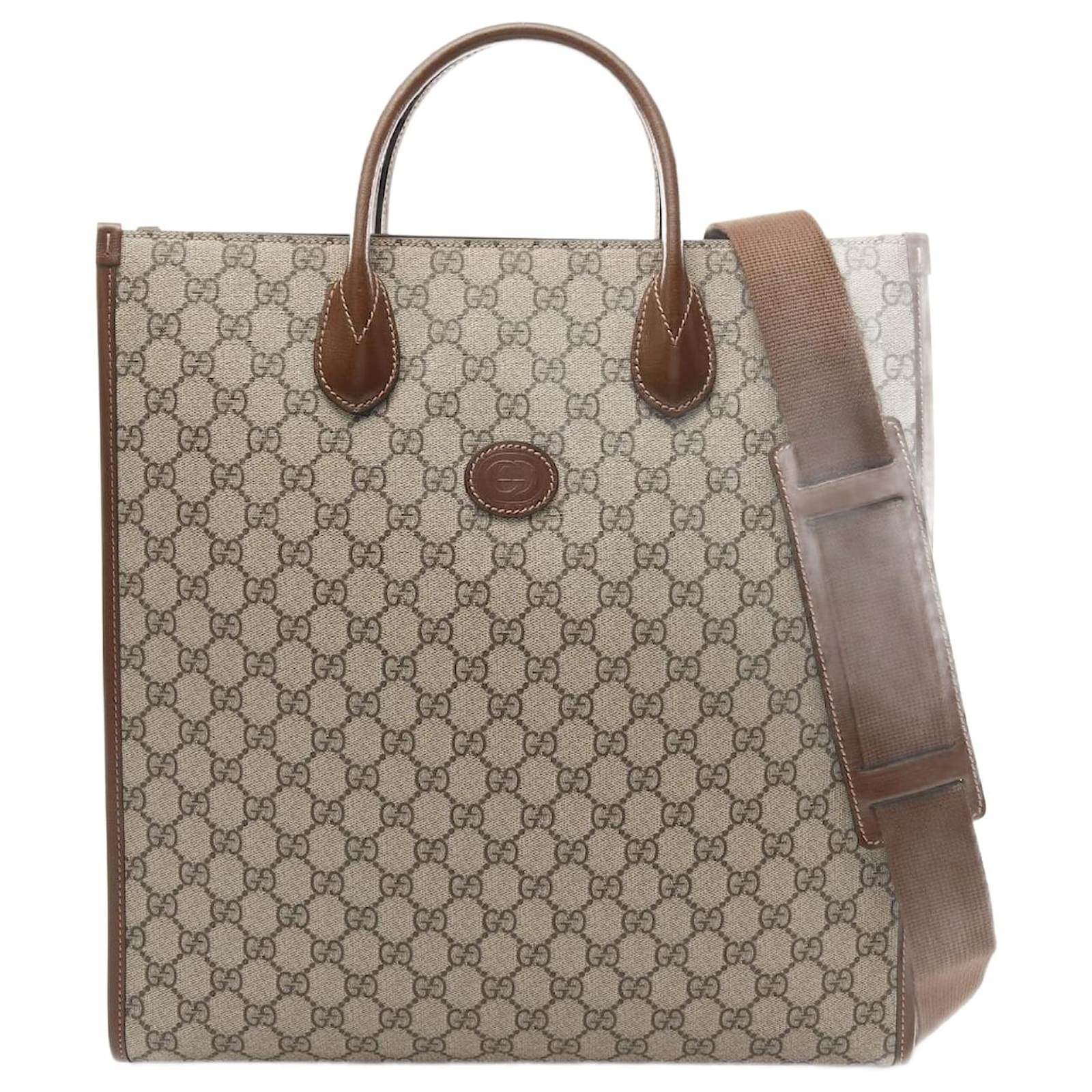 Gucci Interlocking G GG Supreme Coated Canvas Tote Bag Brown Beige Cloth  ref.2265631
