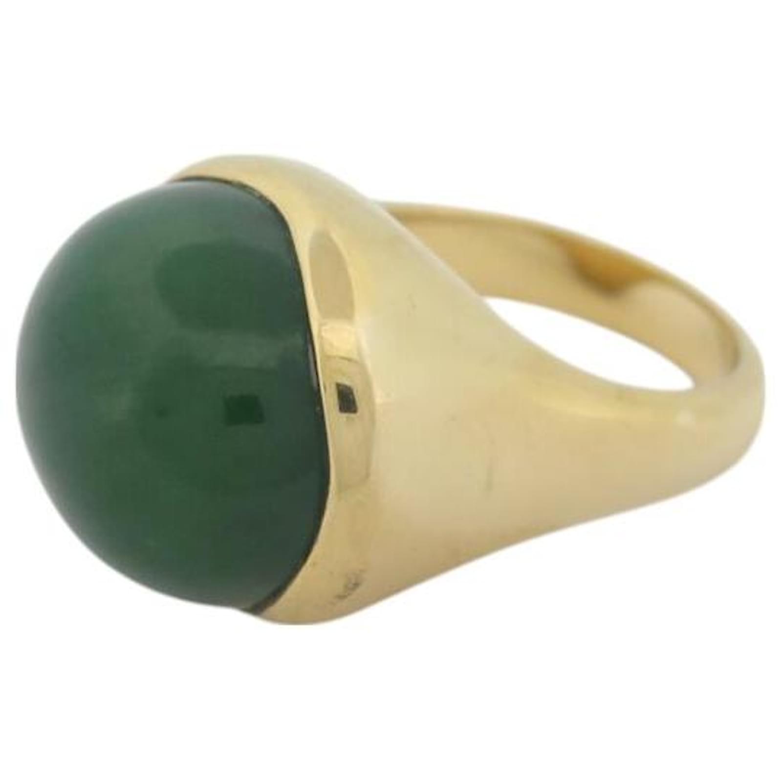 TIFFANY & CO CABOCHON ELSA PERETTI T57 GREEN JADE & 18K YELLOW GOLD RING Golden  ref.2311617