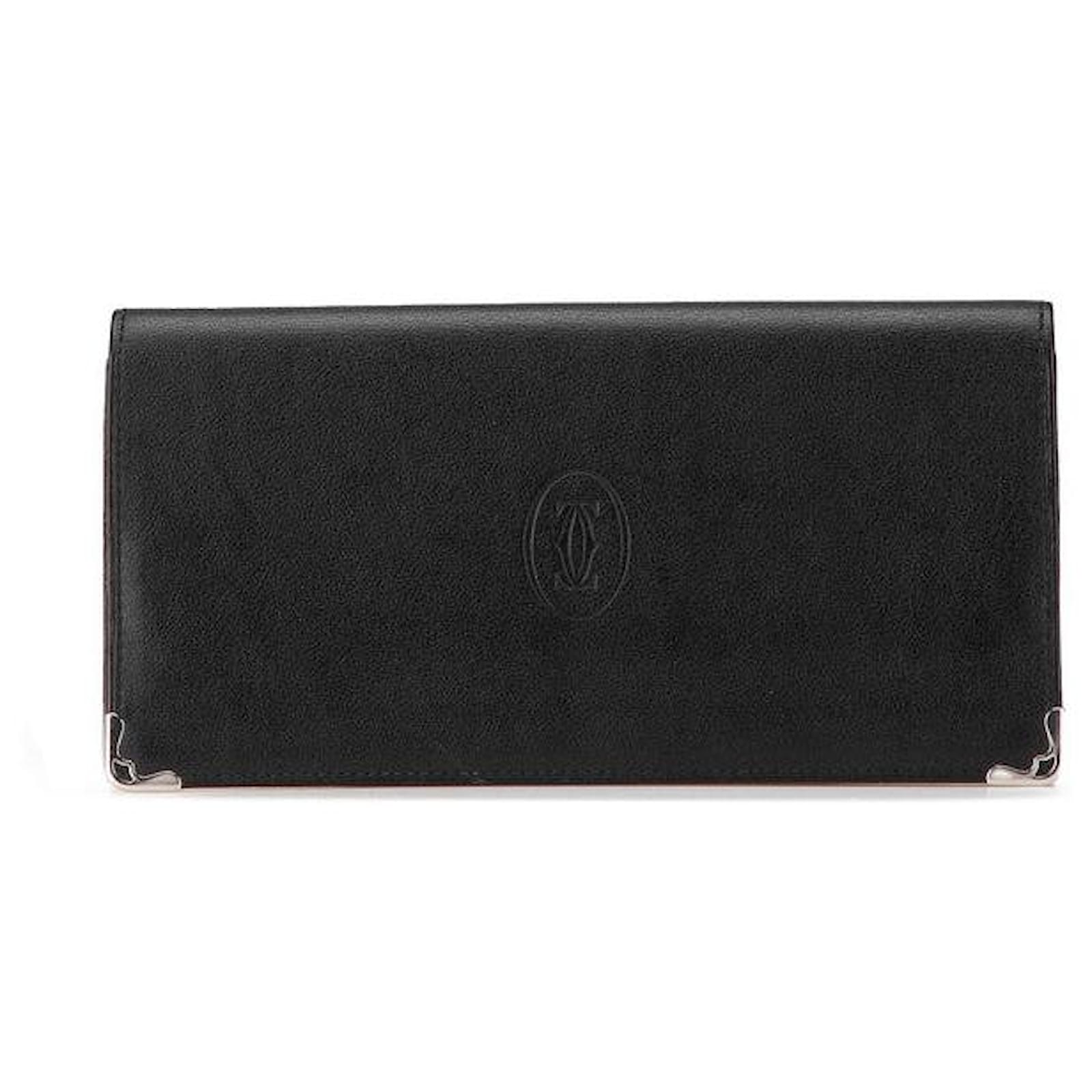 Cartier Must Line Leather Long Wallet Black  ref.2263489