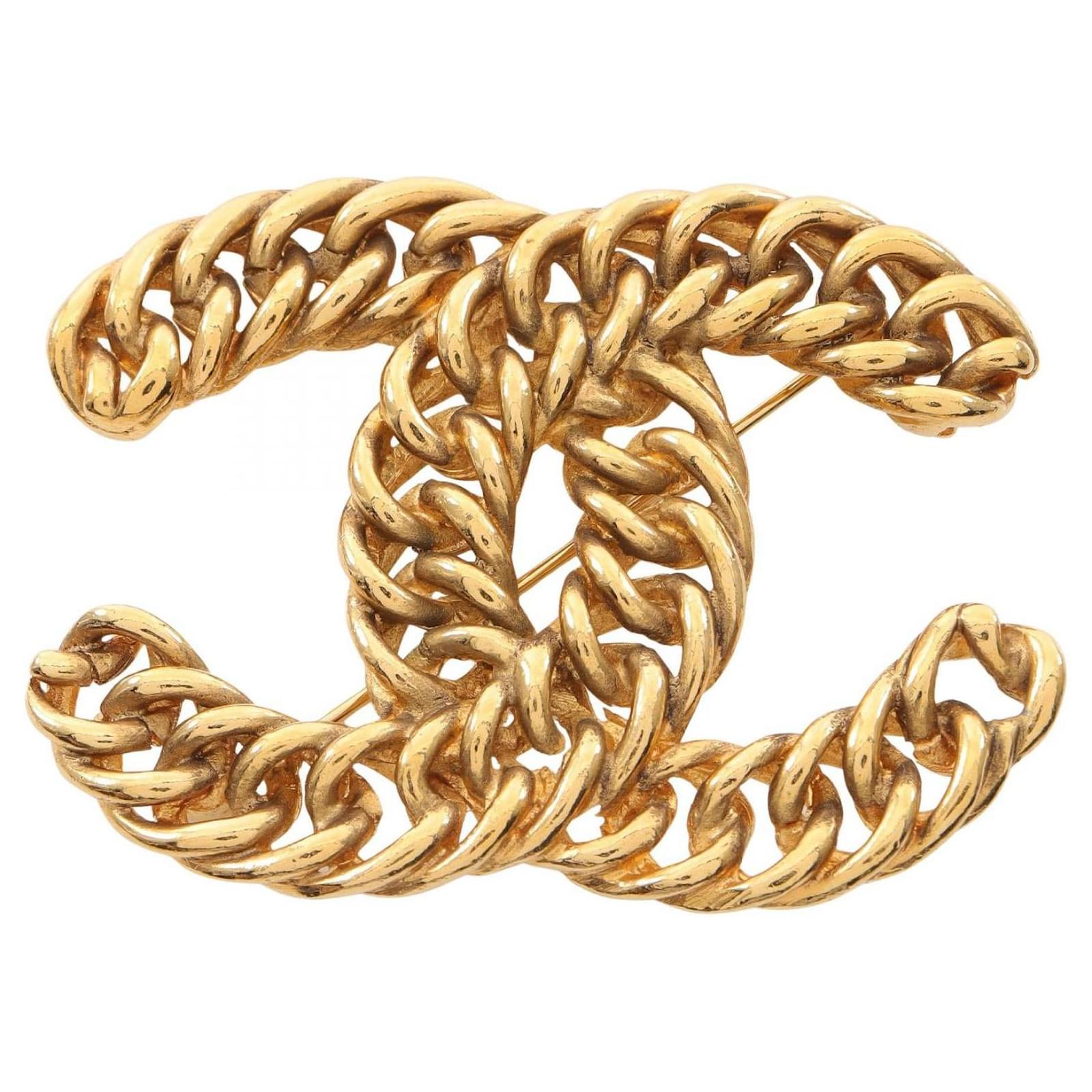 Chanel Coco Mark Brooch Accessory Golden Metallic Metal  ref.2311122