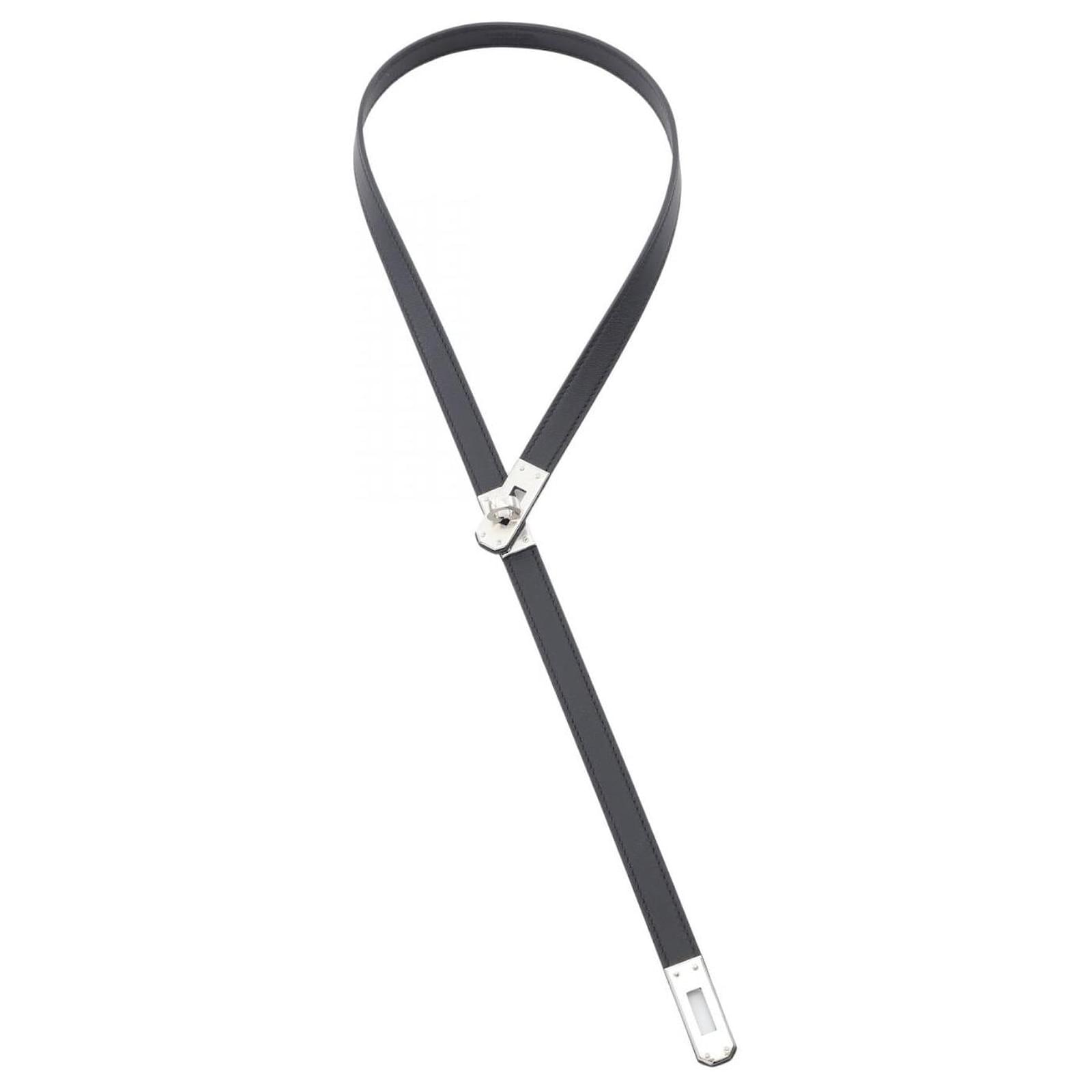 Hermès Hermes Kelly Leather Necklace Black  ref.2311121