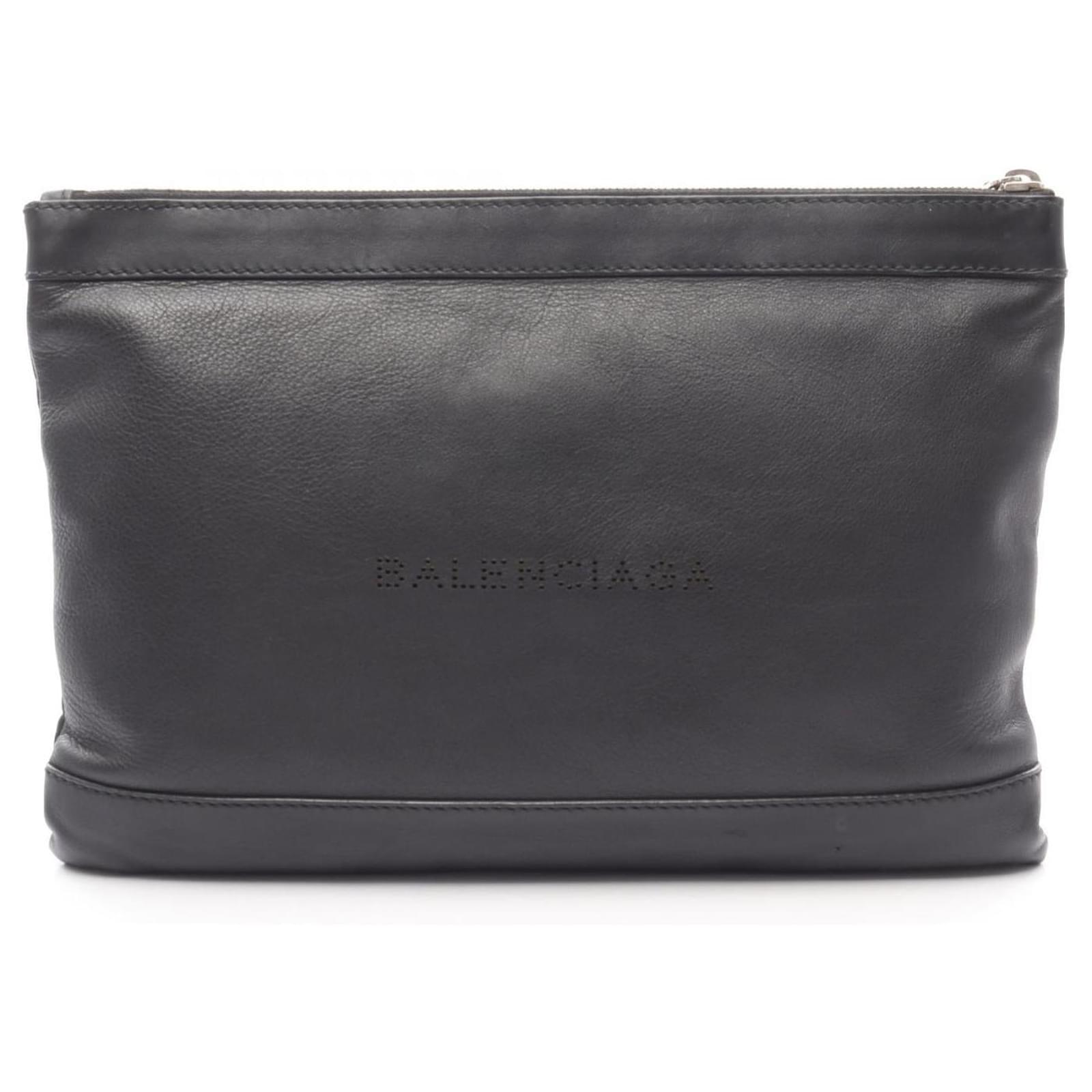 Balenciaga Navy Clip Leather Clutch Bag Black  ref.2262994