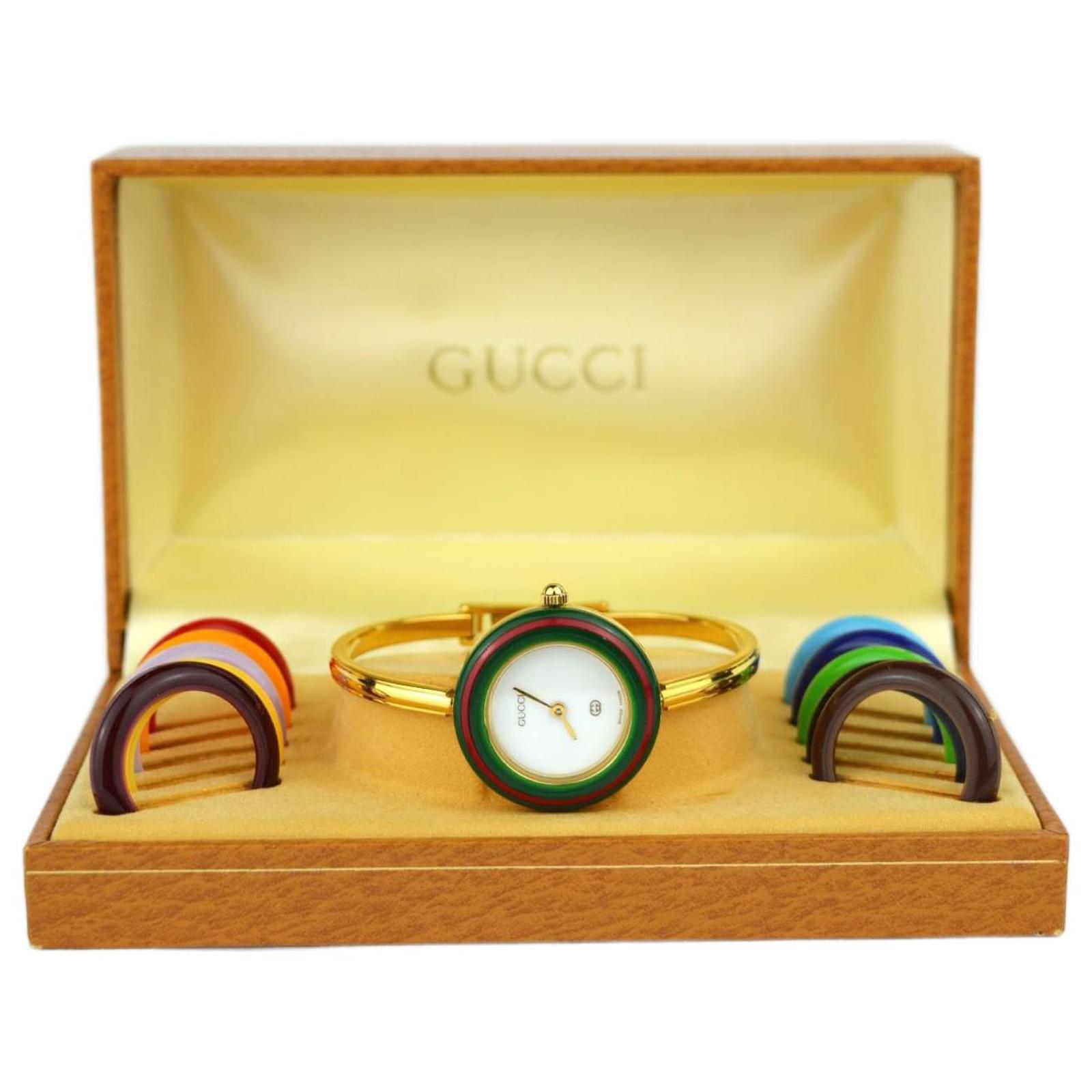 GUCCI WATCH CHANGE BEZEL 11 BEZELS Golden Steel  ref.2302615
