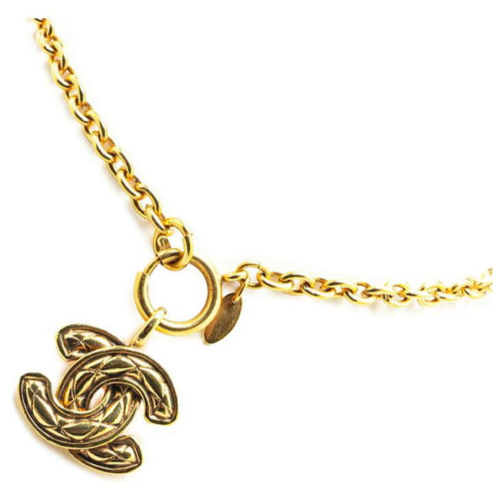 Chanel Coco Mark Matelasse Necklace Golden Metallic Metal  ref.2309871