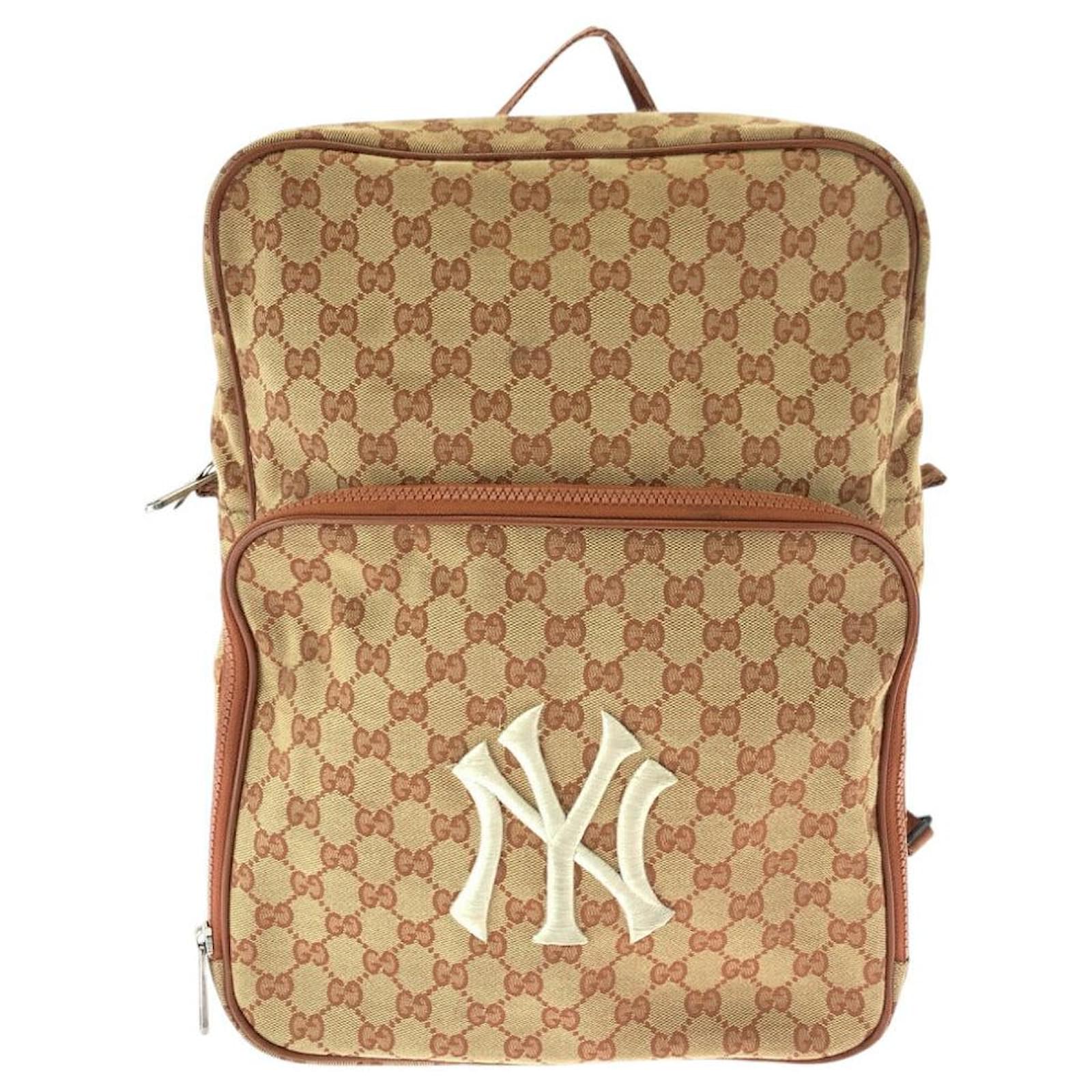 Gucci GG Canvas New York Yankees Backpack 536724 Brown Cloth  ref.2262080