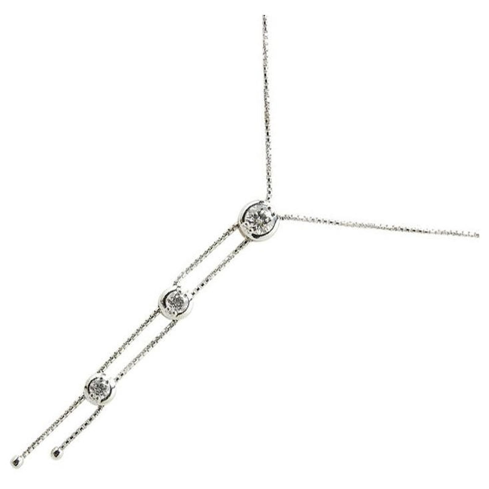 Tasaki 3P Au750 White Gold Necklace Silvery Metallic Metal  ref.2309865