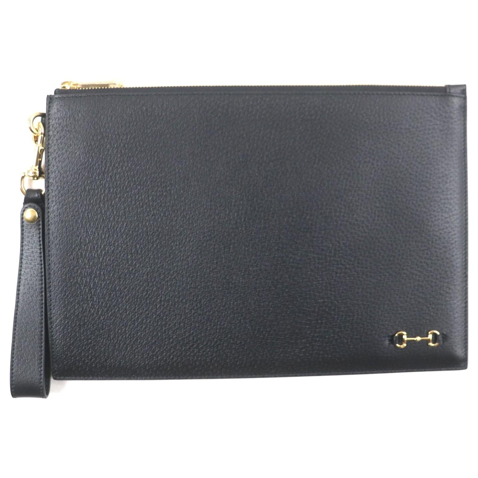 Gucci Horsebit Leather Clutch Bag Black  ref.2261821