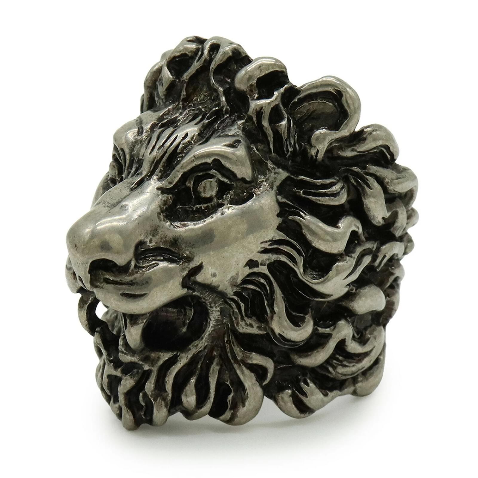 Gucci Lion Head Band Ring Silvery Metal  ref.2309335