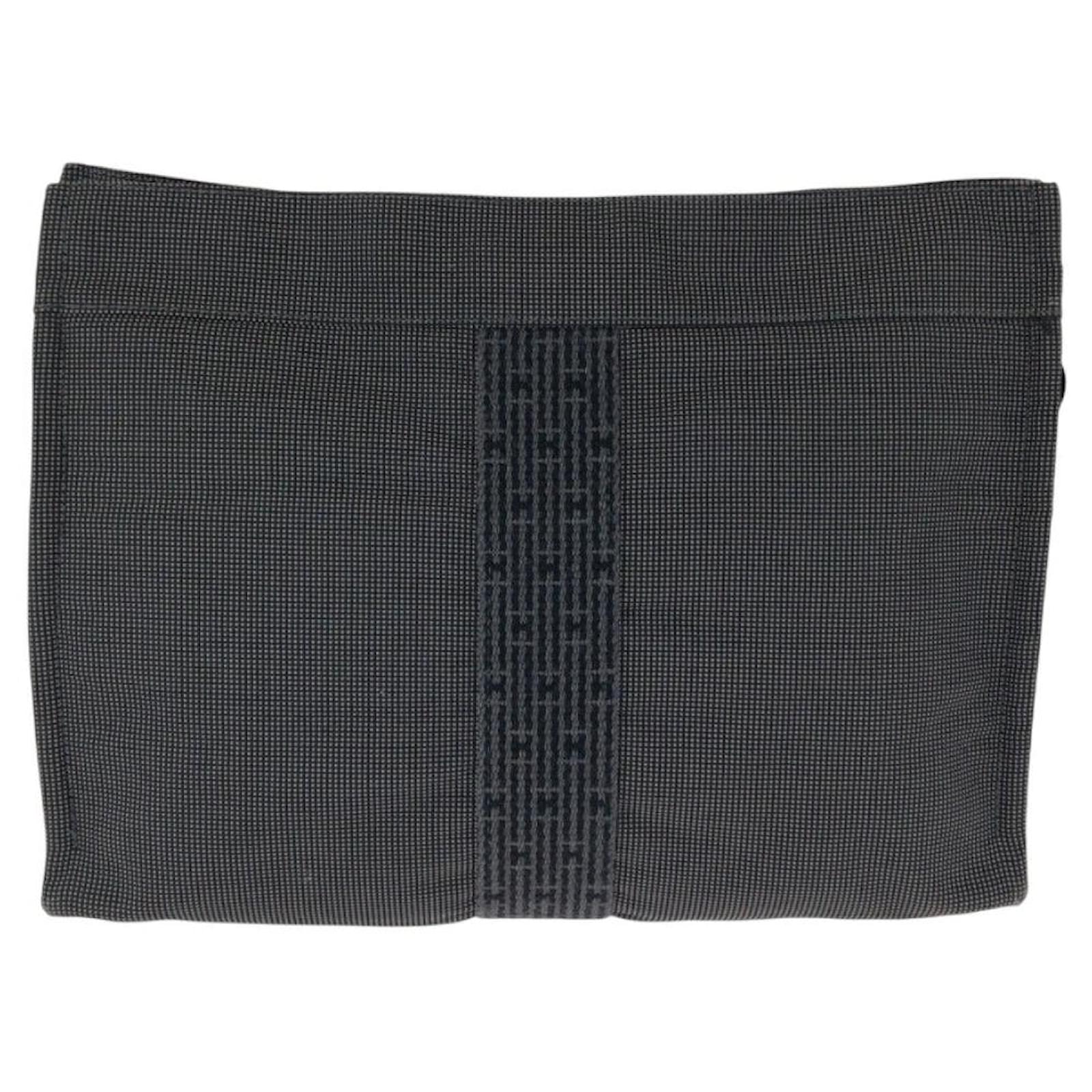 Hermès Hermes Canvas Herline Clutch Bag Grey Cloth  ref.2261432