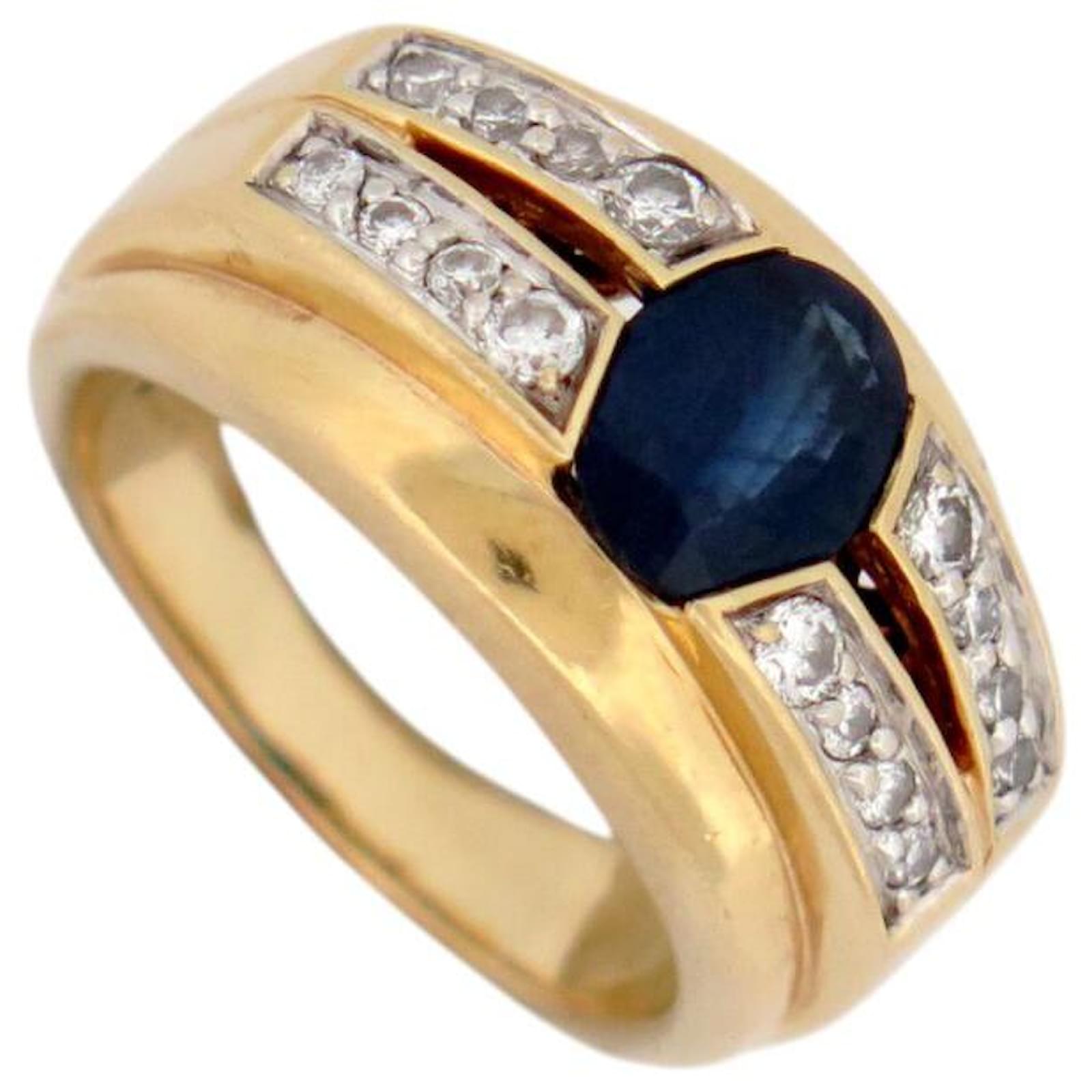 Autre Marque ART DECO STYLE RING T53 SAPPHIRE 1.65CT DIAMONDS 0.16CT 18K YELLOW GOLD 12.2G RING Golden  ref.2242435