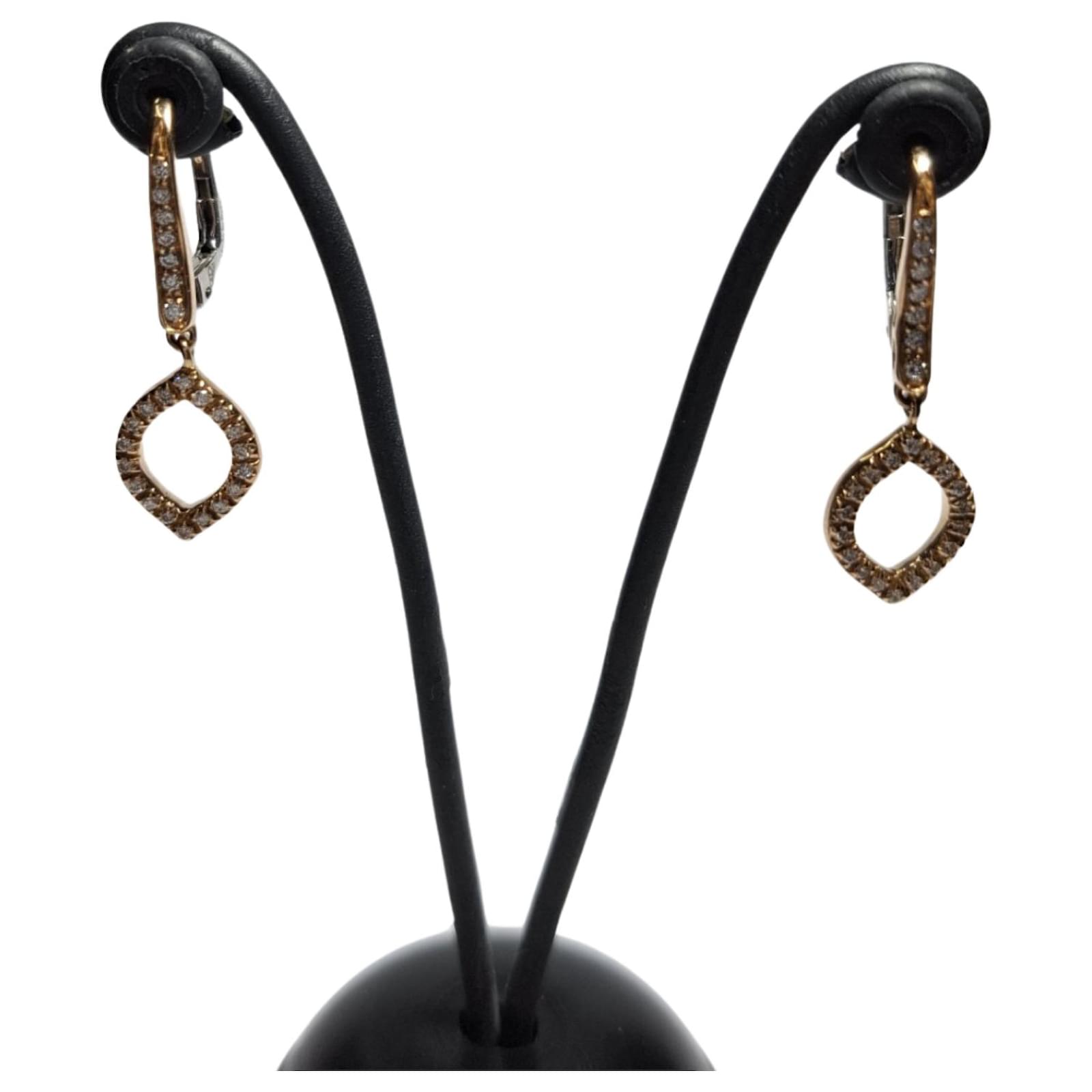 Autre Marque Pendientes Medio- Largo Lagrima con brillantes. ORO  ROSA 18k White gold  ref.2327877