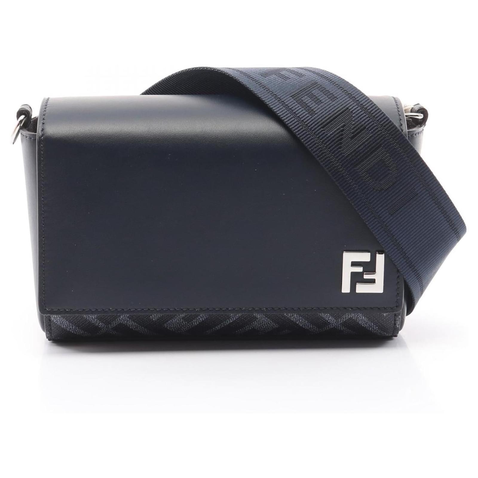 Fendi FF Squared Leather Shoulder Bag Blue  ref.2261027