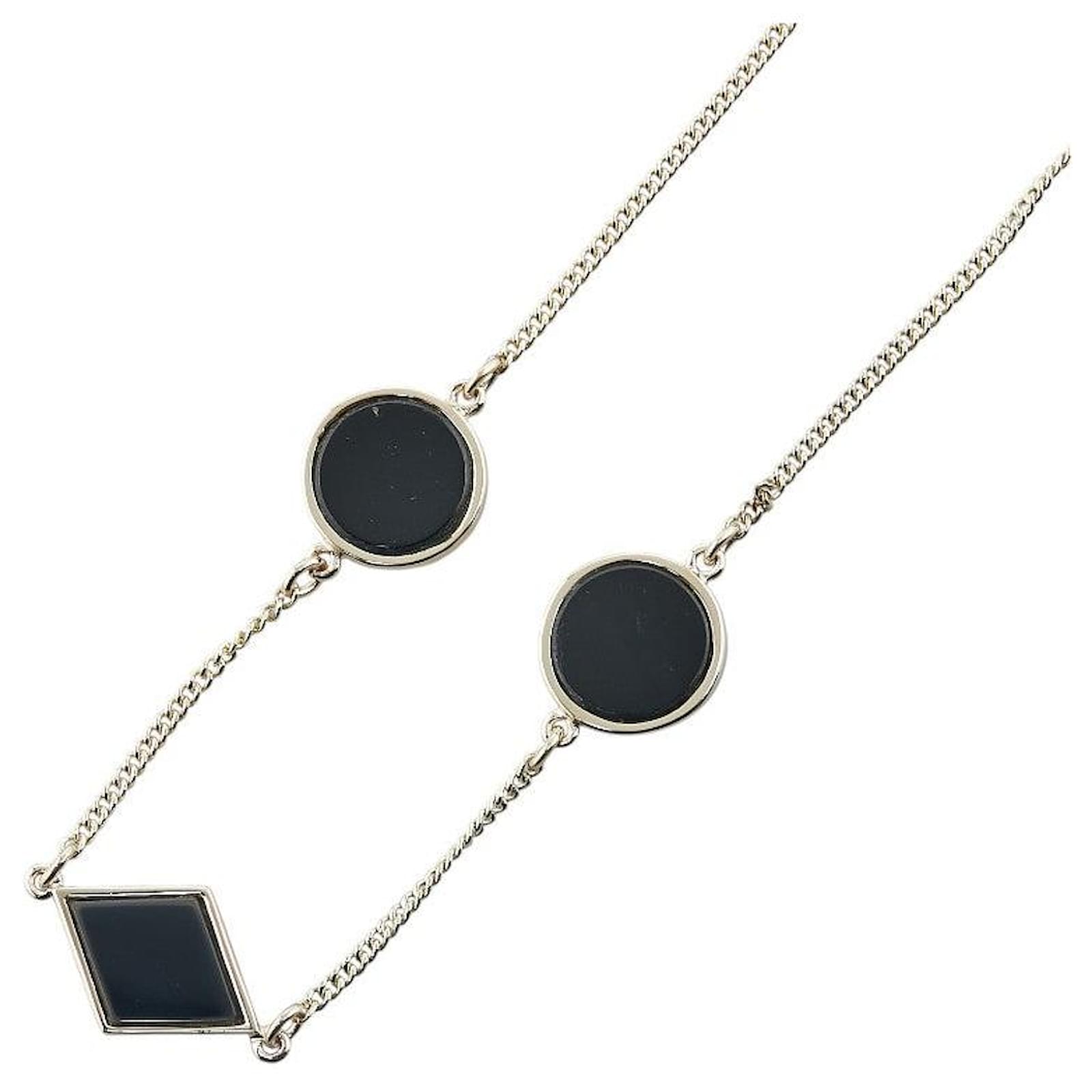 Autre Marque Au585 Onyx Circle Diamond Necklace Golden Metal  ref.2327622
