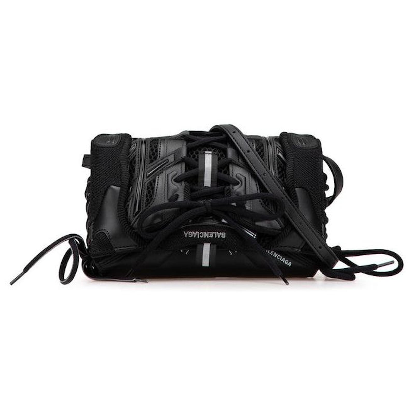 Balenciaga Nylon Leather Sneakerhead Mini Shoulder Phone Holder 661727 Black  ref.2260637