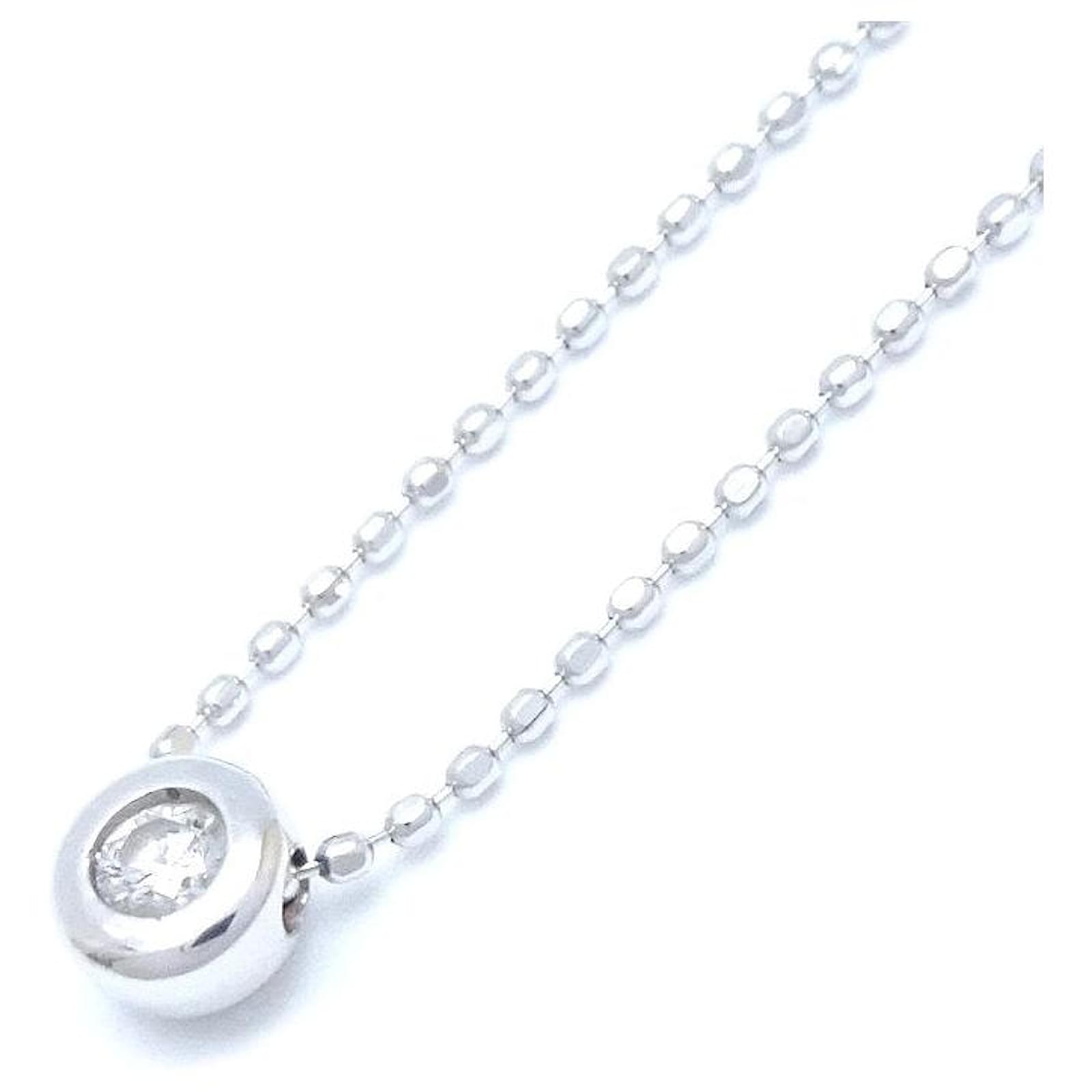 Autre Marque Diamond Necklace K18WG White Gold Metal  ref.2315982
